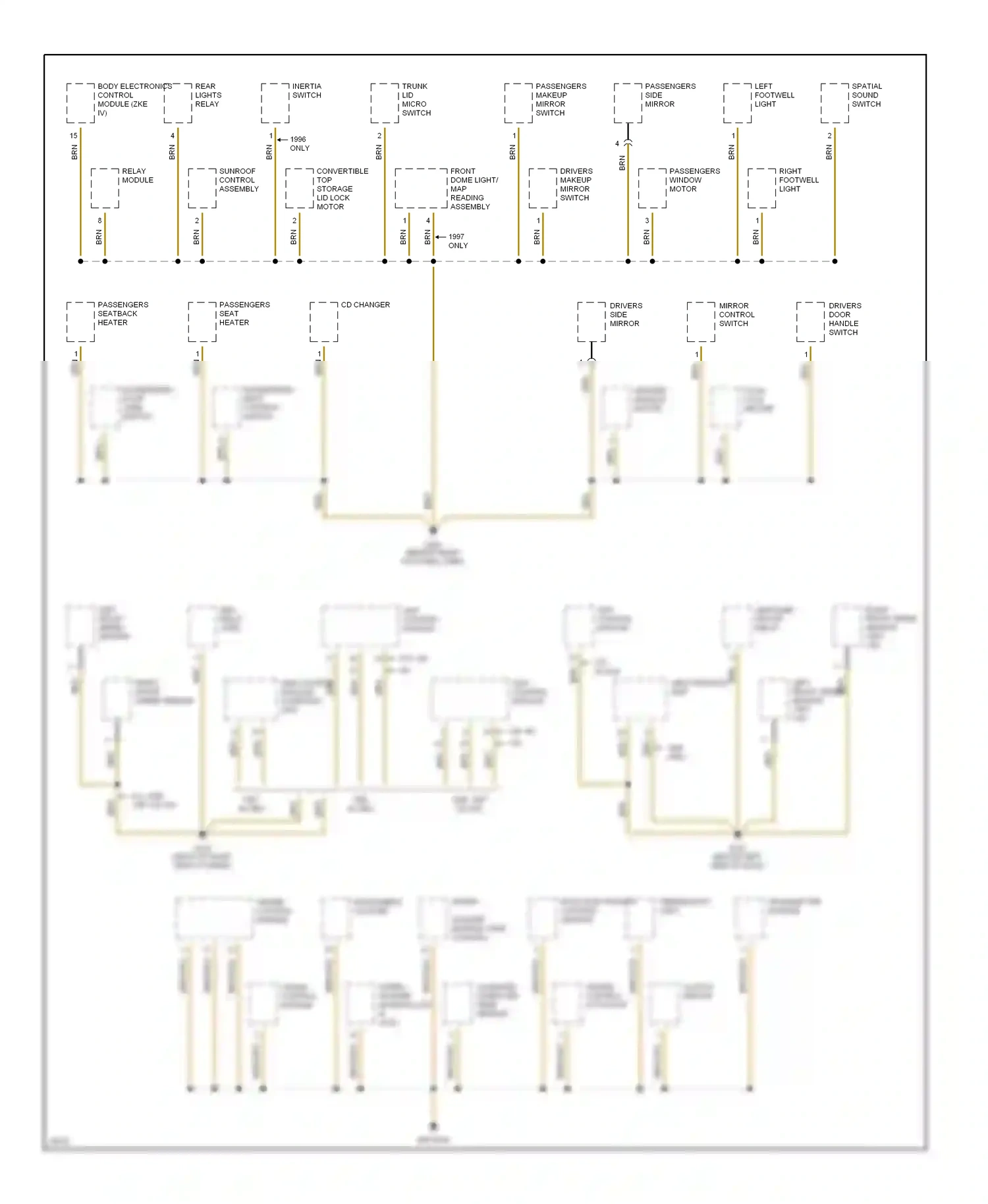 Wiring diagram body electronics control module for BMW M3 E36 (1992-1999) (1 of 2)