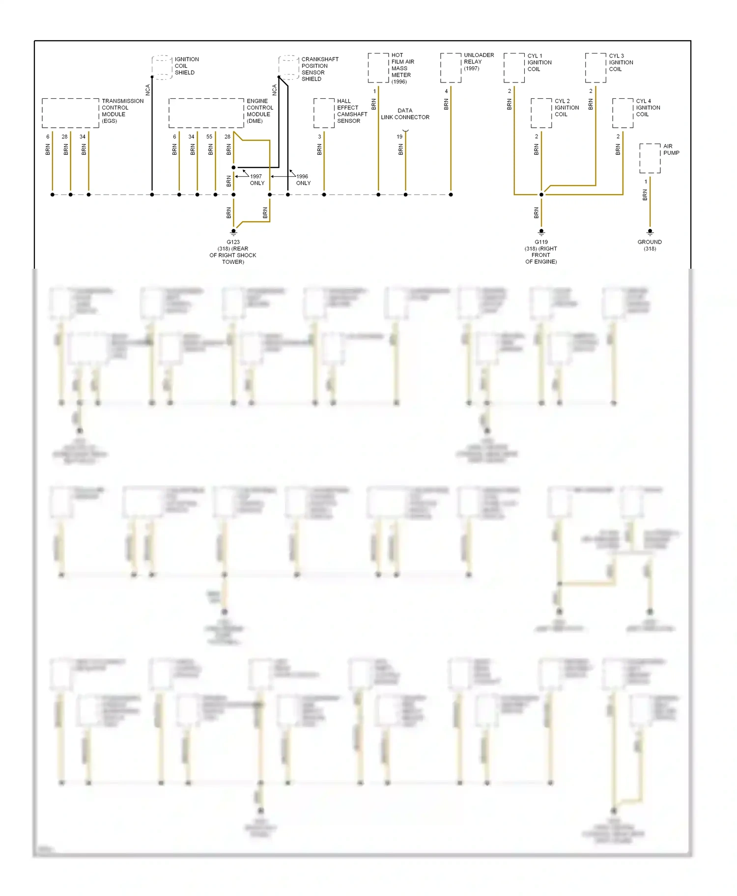 Wiring diagram crankshaft position sensor shield for BMW M3 E36 (1992-1999) (1 of 1)