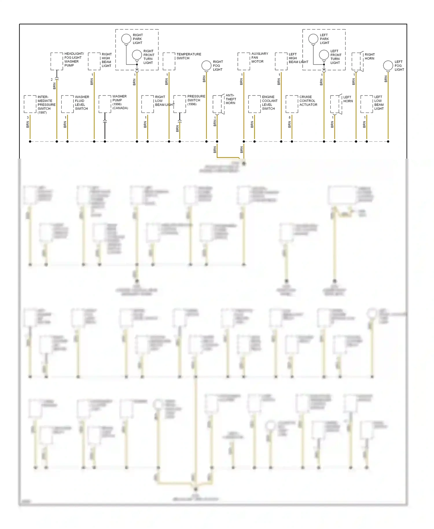 Wiring diagram left front auxiliary turn light for BMW M3 E36 (1992-1999) (2 of 2)