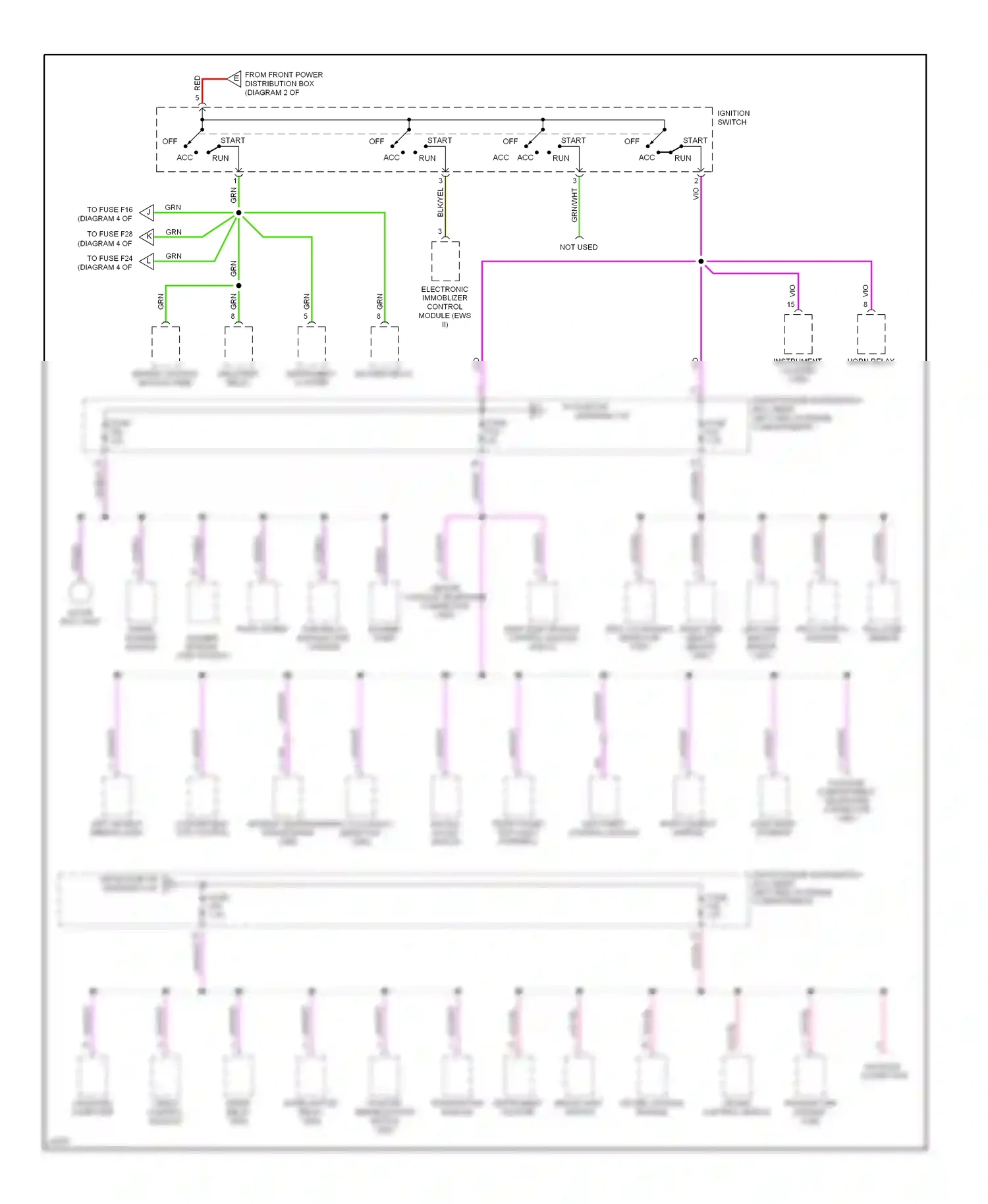 Wiring diagram left makeup mirror light for BMW M3 E36 (1992-1999) (1 of 1)
