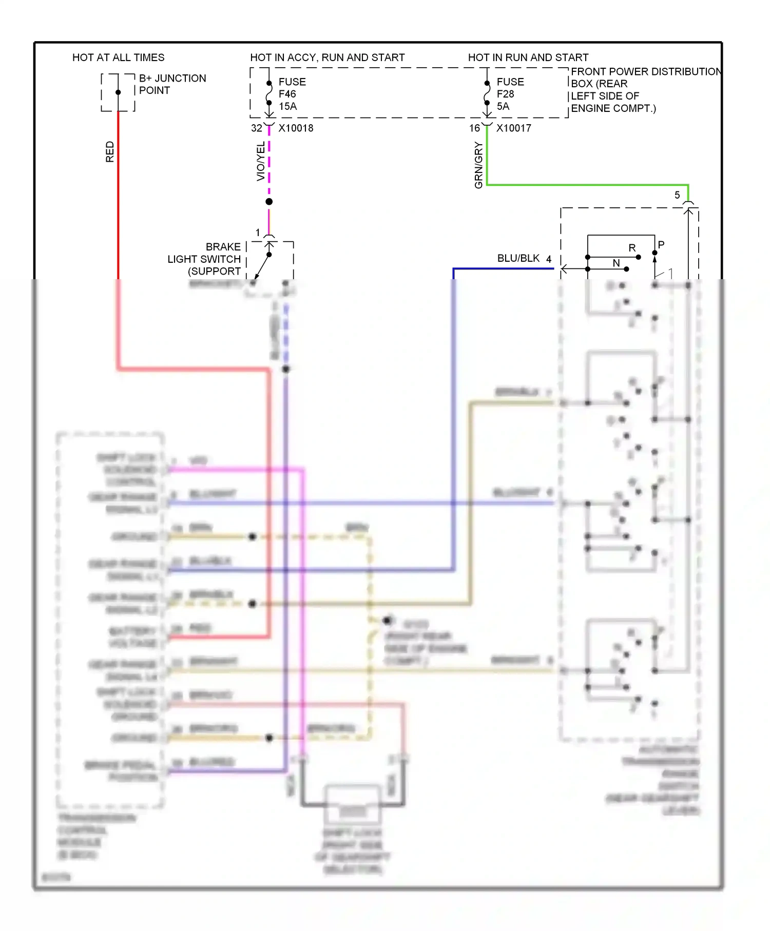 BMW M3 E36 (1992-1999) transmission control module (e-box) wiring diagram  (1 of 1)