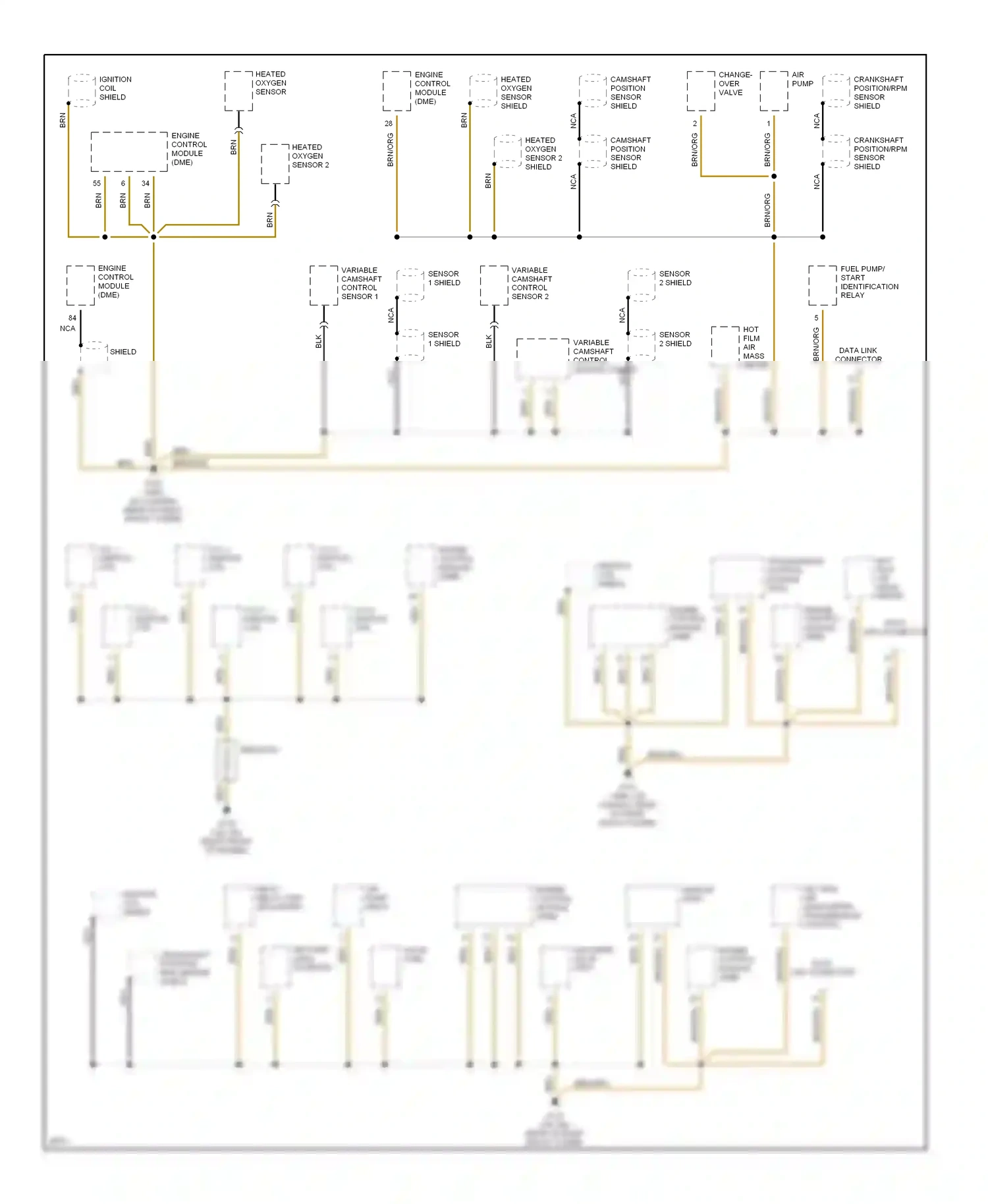 BMW M3 E36 (1992-1999) variable camshaft control module (vanos) wiring diagram  (1 of 1)