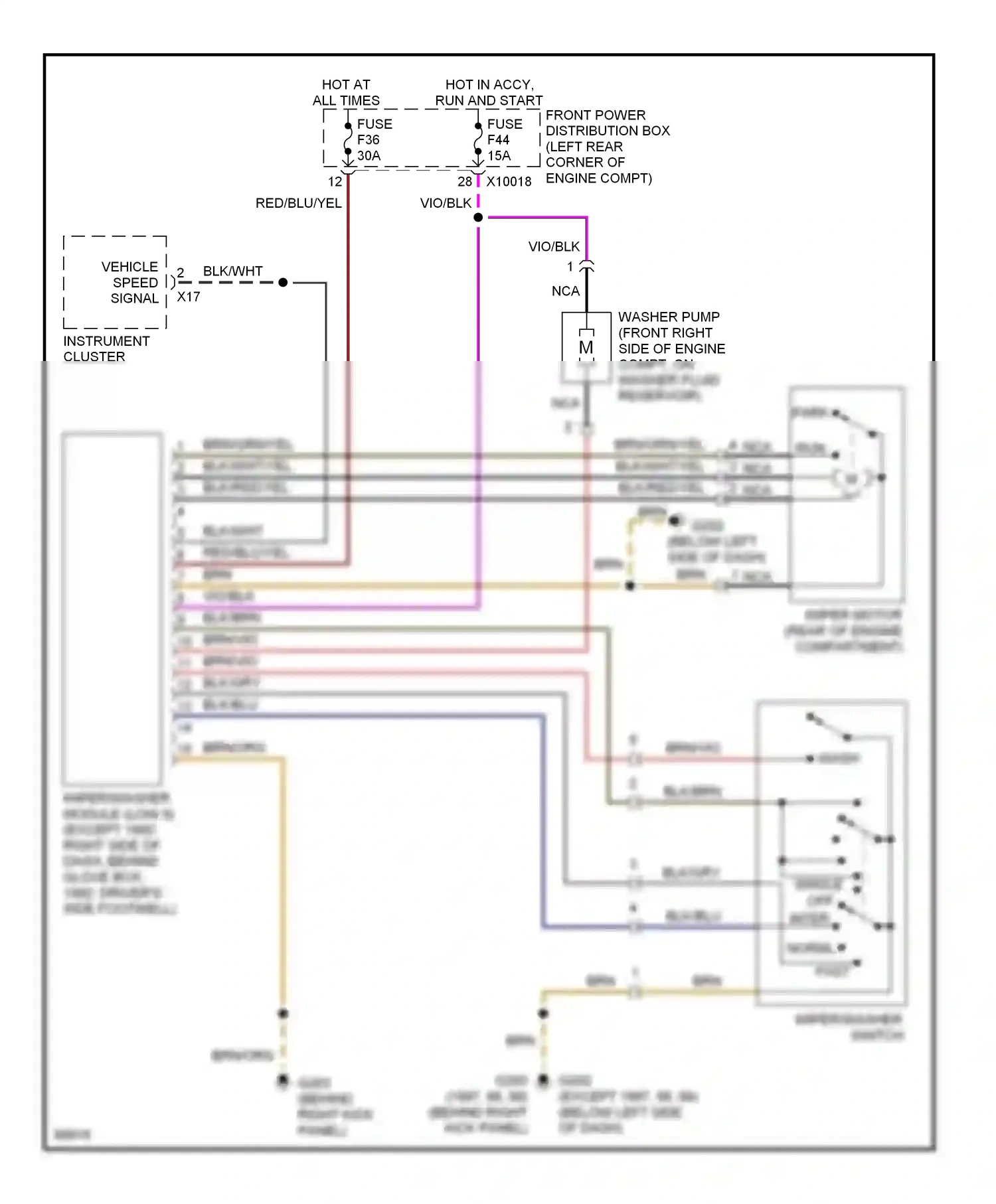 Wiring diagram wiper/washer switch for BMW M3 E36 (1992-1999) (2 of 2)