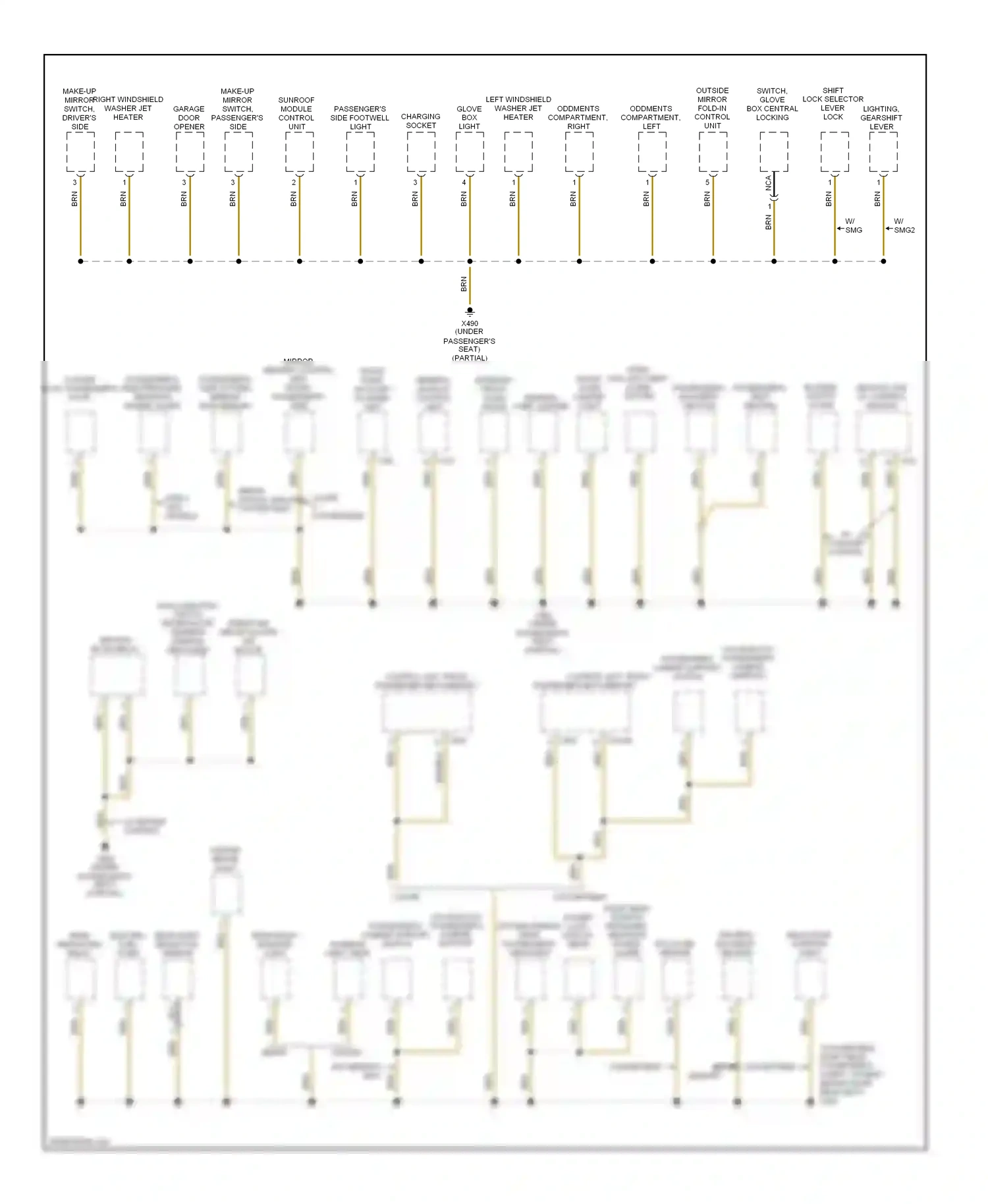 Wiring diagram glove box light for BMW M3 E46 (1999-2006) (2 of 2)