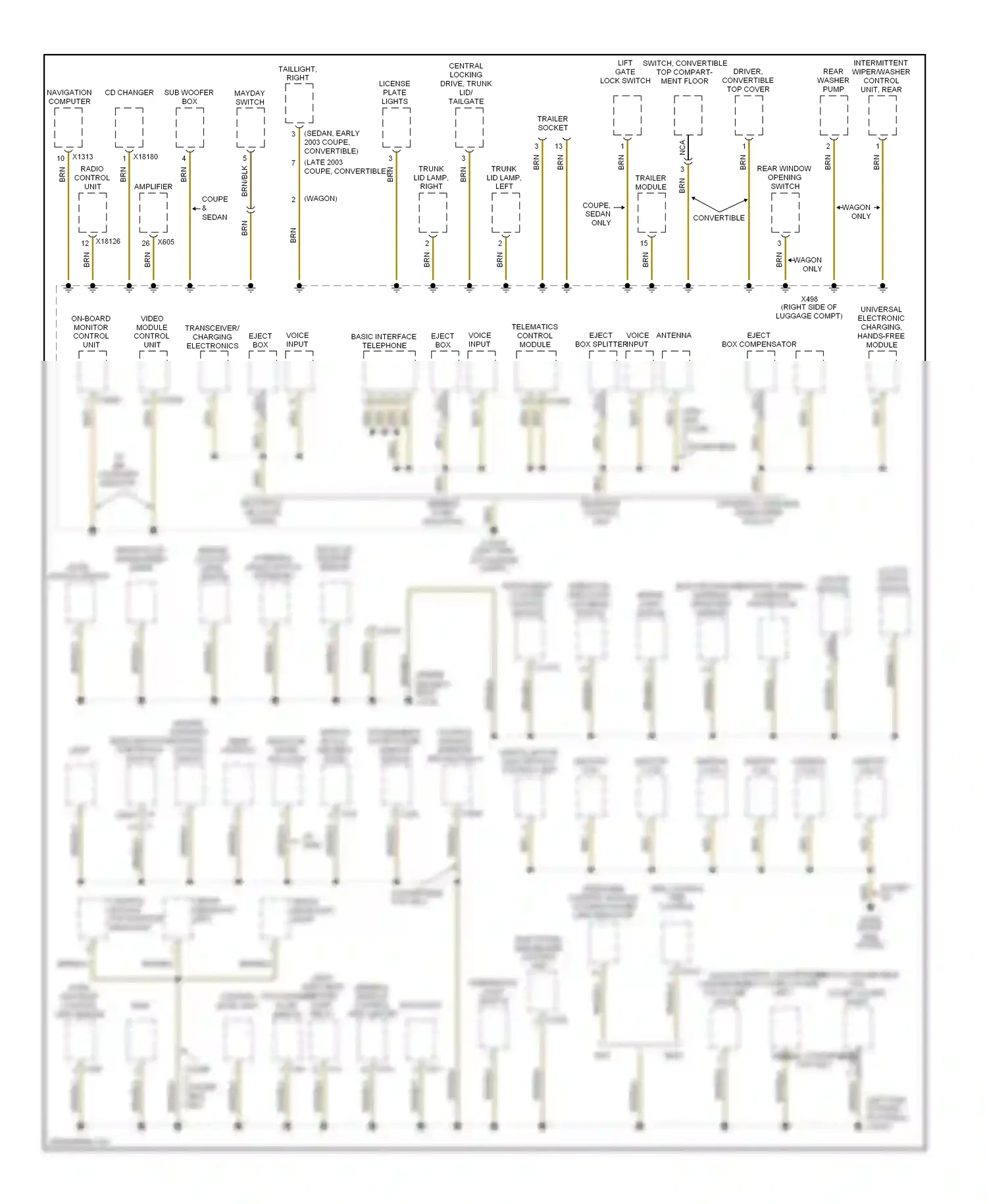 Wiring diagram intermittent wiper/washer control unit, rear for BMW M3 E46 (1999-2006) (1 of 1)