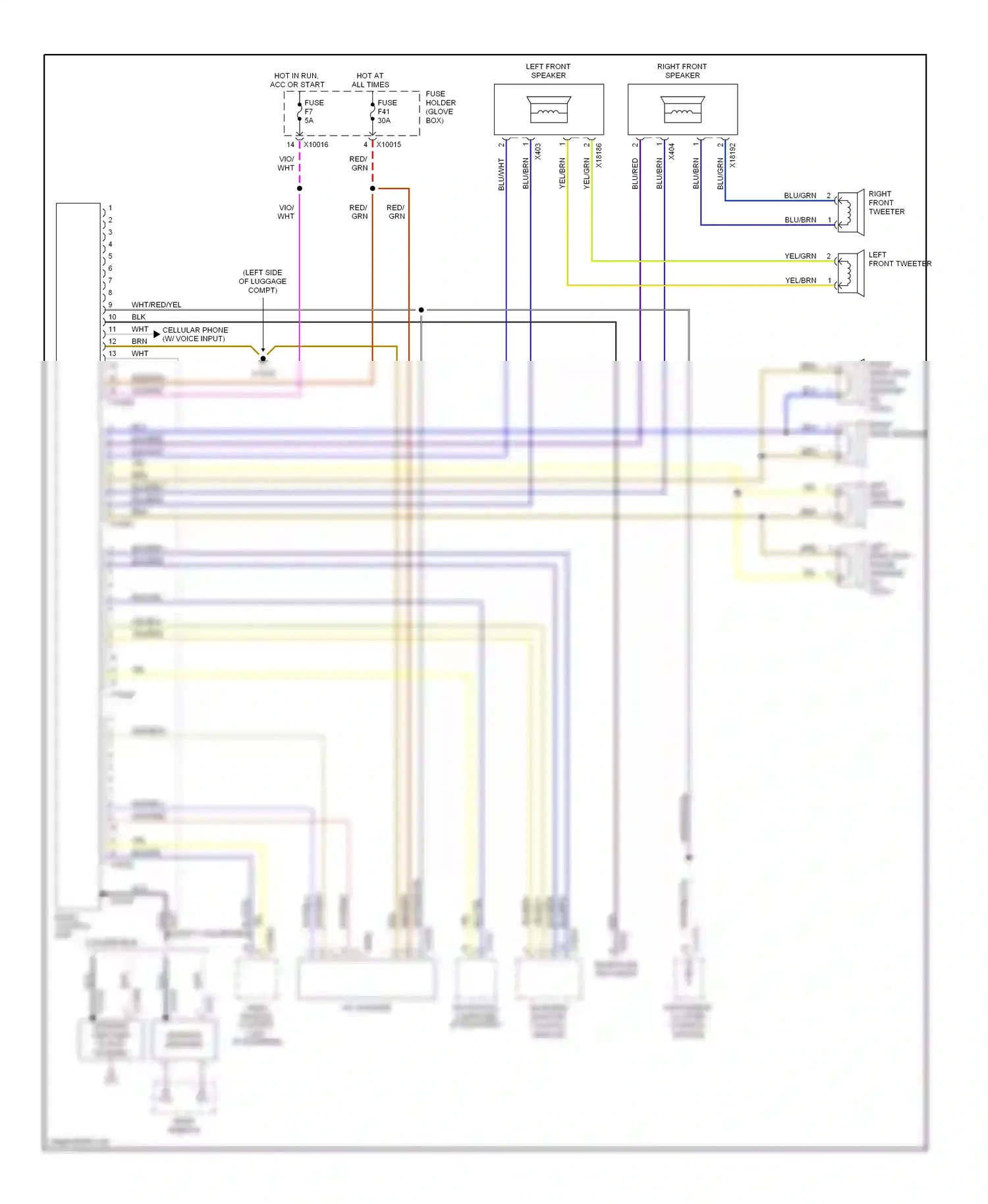 Wiring diagram left front speaker for BMW M3 E46 (1999-2006) (1 of 2)