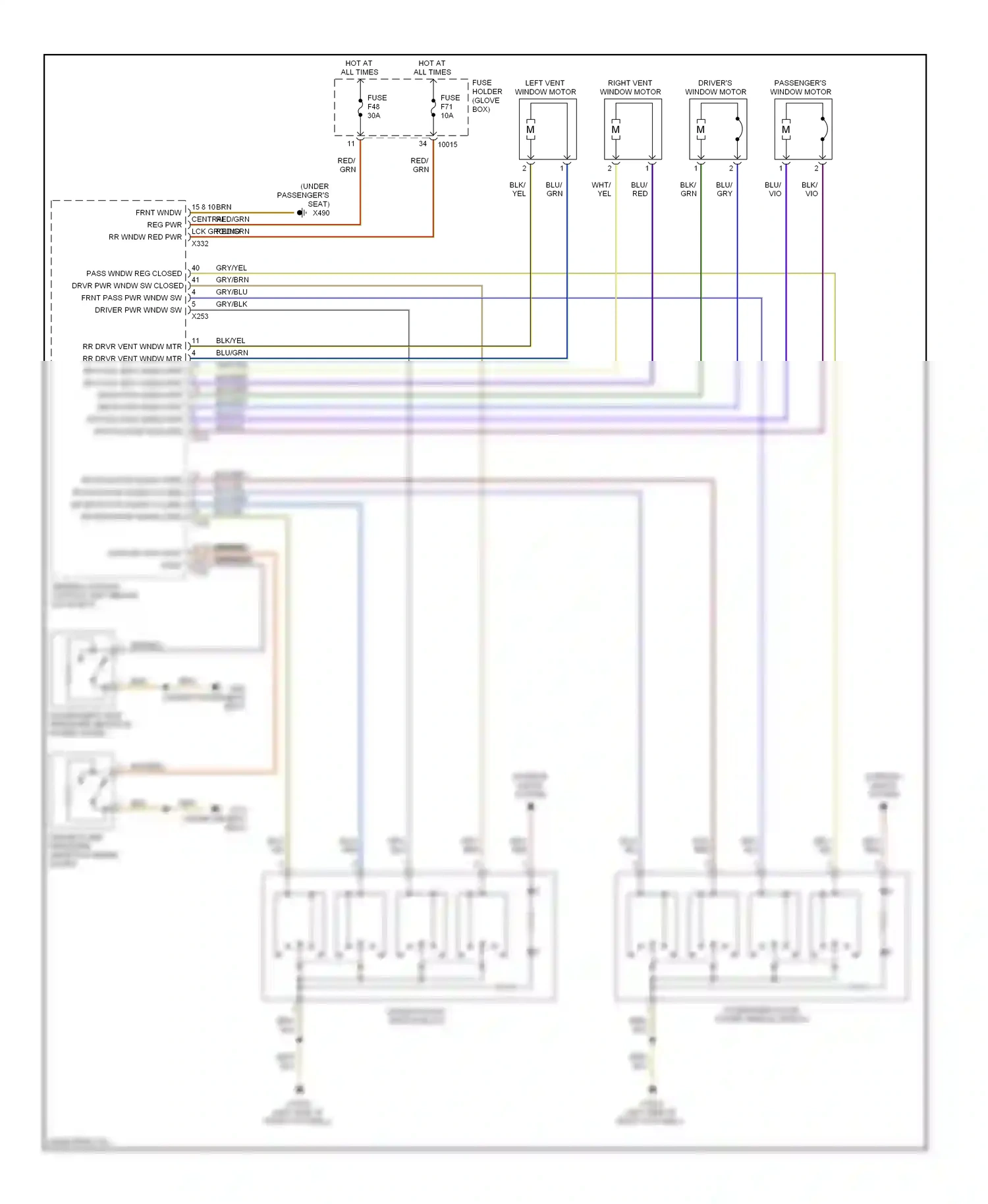 Wiring diagram right vent window motor for BMW M3 E46 (1999-2006) (1 of 1)