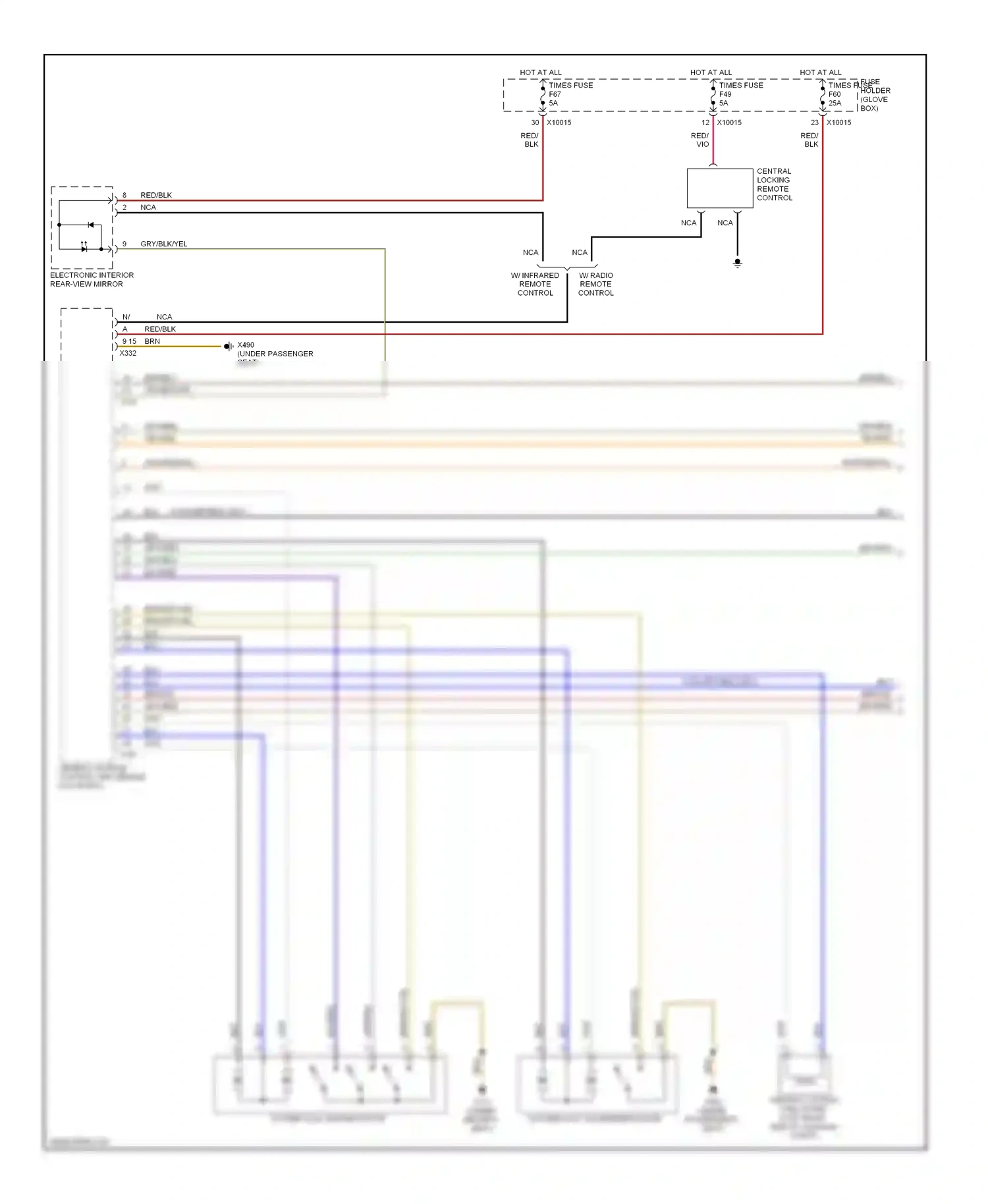 Wiring diagram system lock, passenger's door for BMW M3 E46 (1999-2006) (4 of 4)
