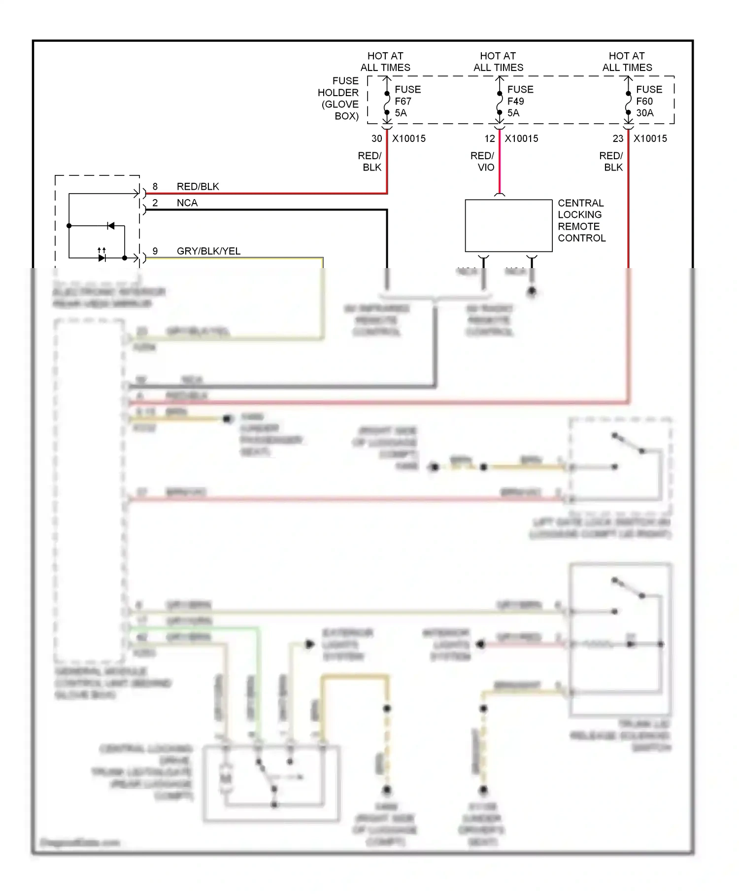 Wiring diagram trunk lid release solenoid switch for BMW M3 E46 (1999-2006) (2 of 2)