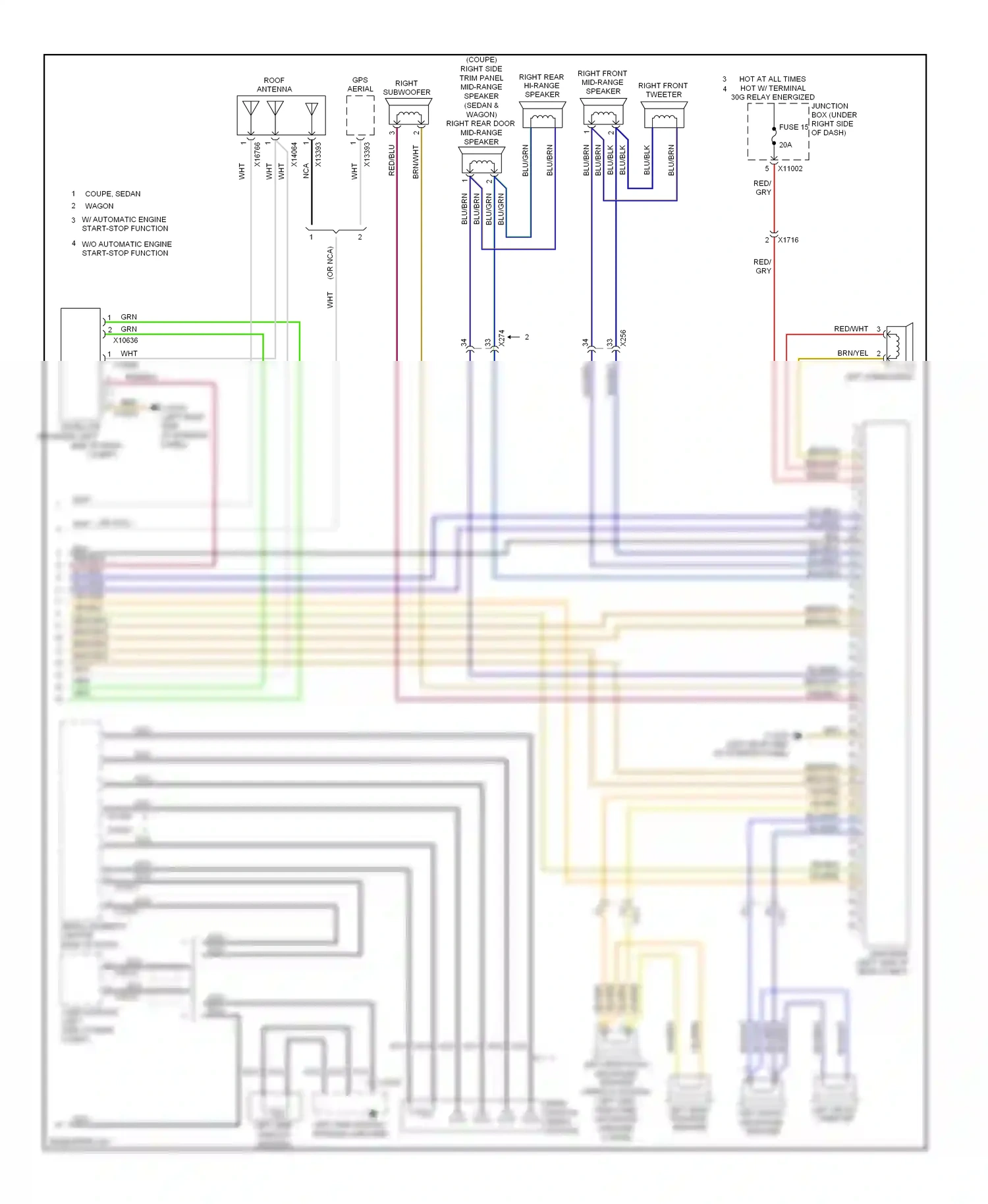 Wiring diagram right rear hi-range speaker for BMW M3 E90 (2007-2013) (4 of 8)