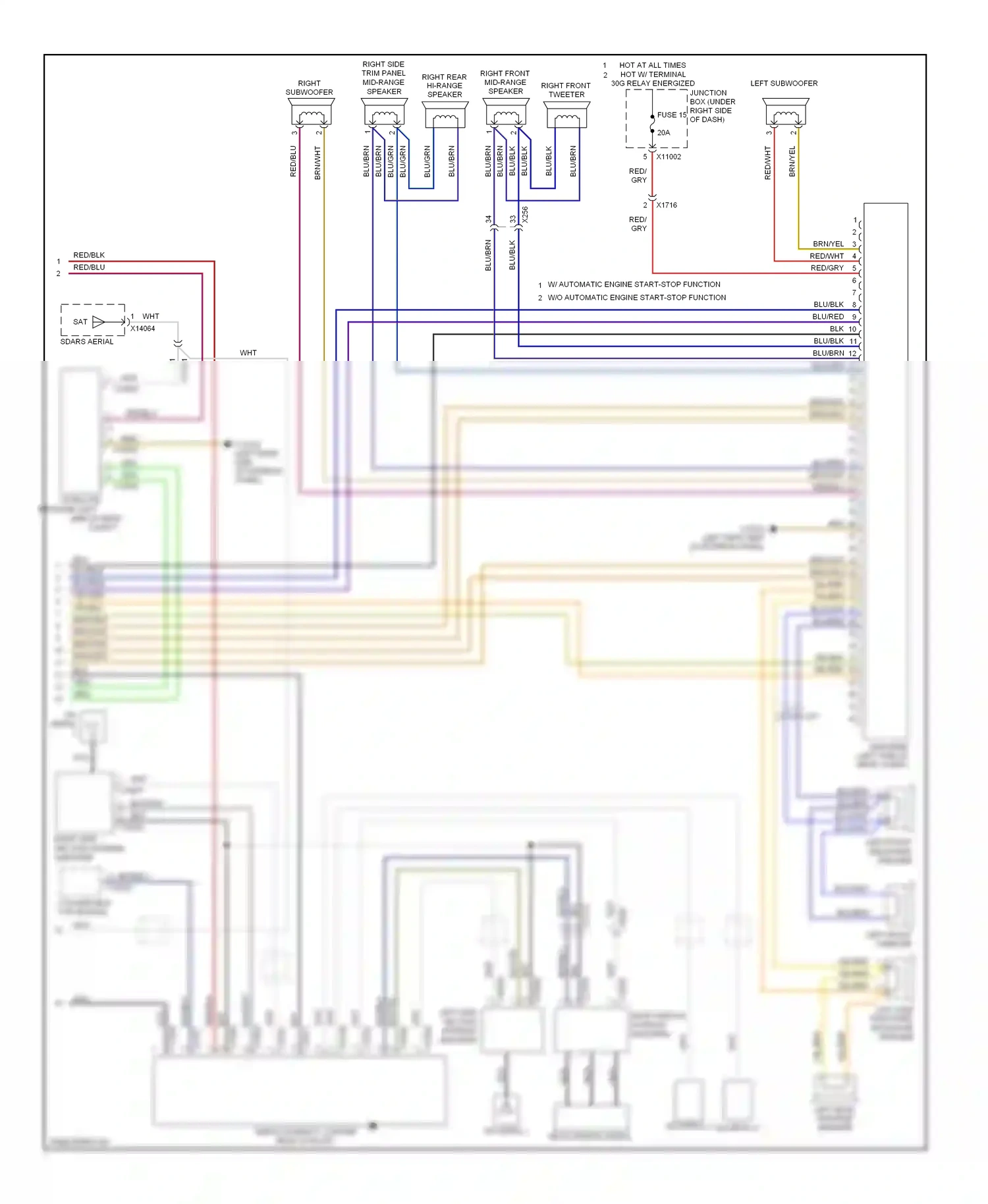 Wiring diagram w/ automatic engine start-stop function w/o automatic engine start-stop function for BMW M3 E90 (2007-2013) (8 of 18)
