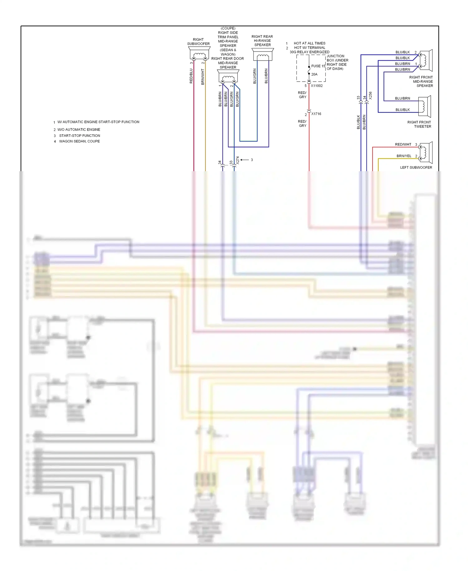 Wiring diagram w/o automatic engine start-stop function wagon sedan, coupe for BMW M3 E90 (2007-2013) (1 of 2)