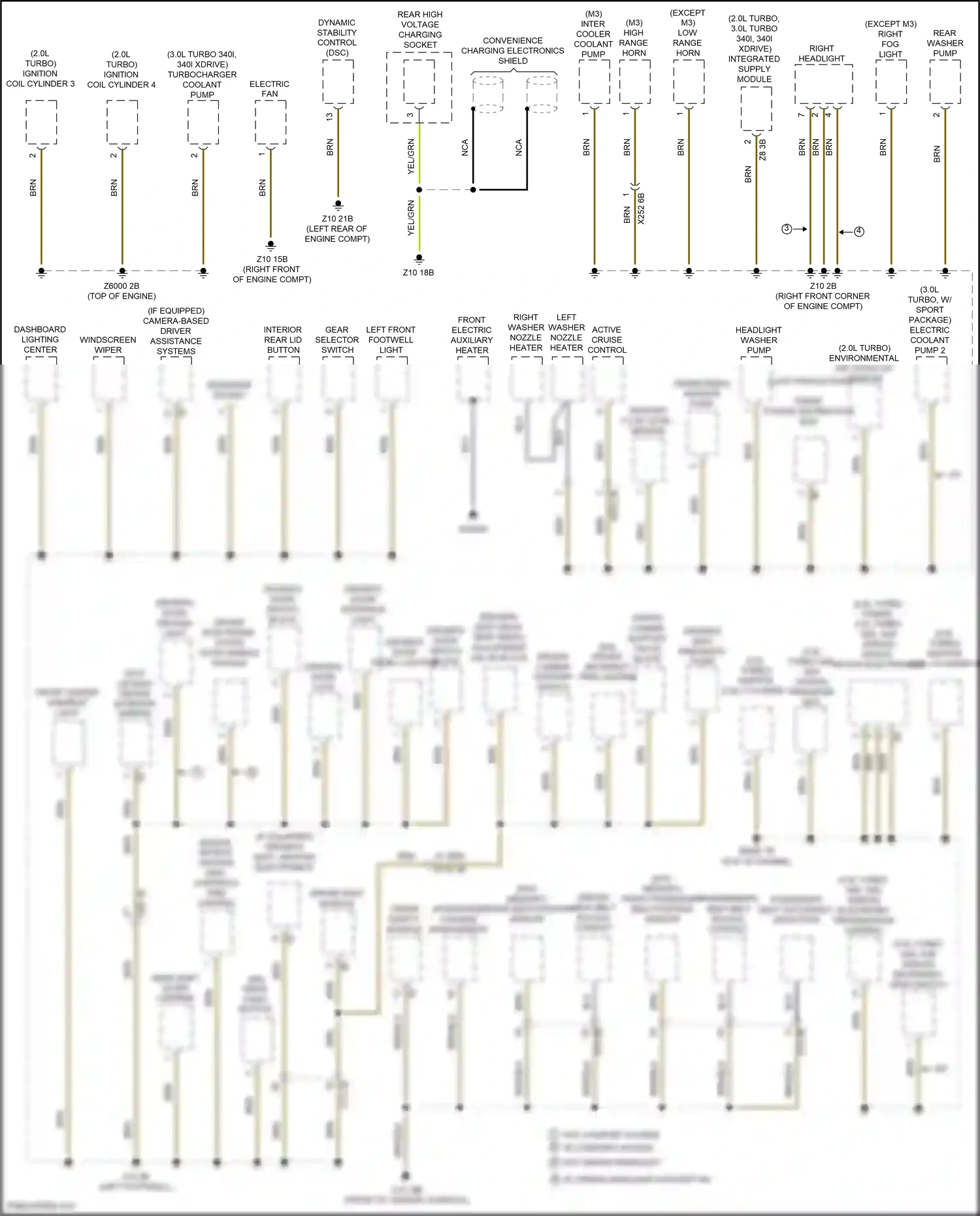 Wiring diagram front center armrest light for BMW M3 F80 (2014-2018) (1 of 2)