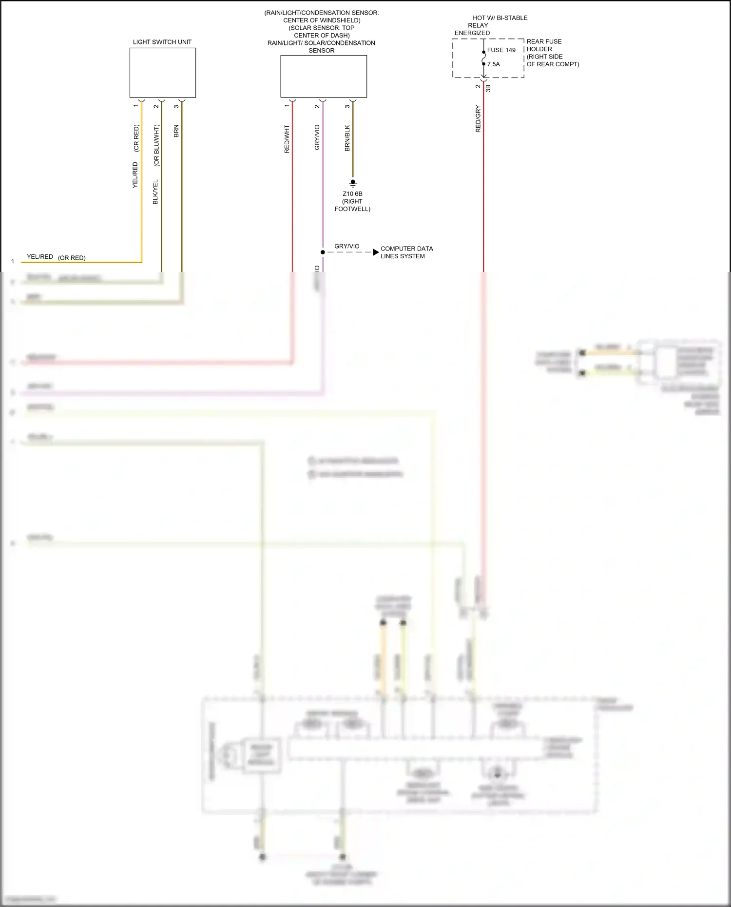 Wiring diagram rain/light/ solar/condensation sensor for BMW M3 F80 (2014-2018) (2 of 2)