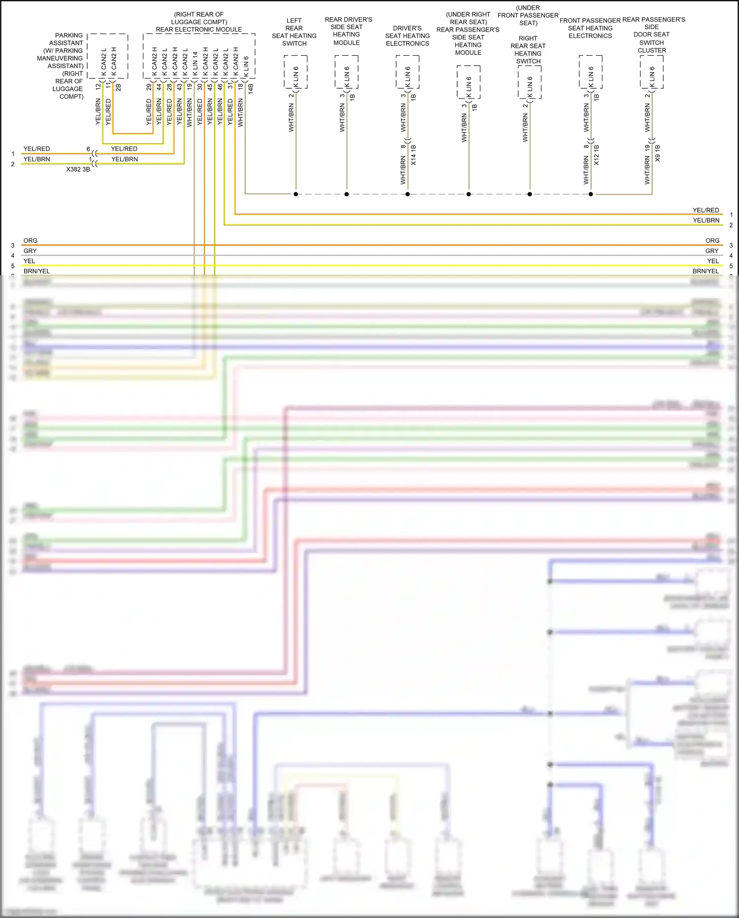 Wiring diagram right rear seat heating switch for BMW M3 F80 (2014-2018) (1 of 4)