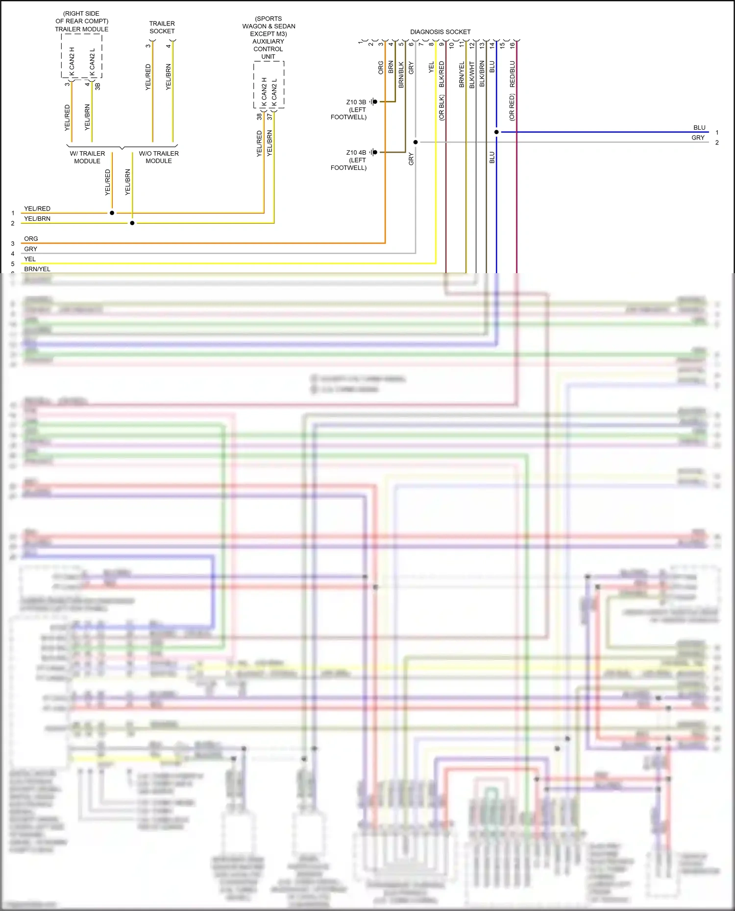 Wiring diagram w/o trailer module for BMW M3 F80 (2014-2018) (1 of 6)