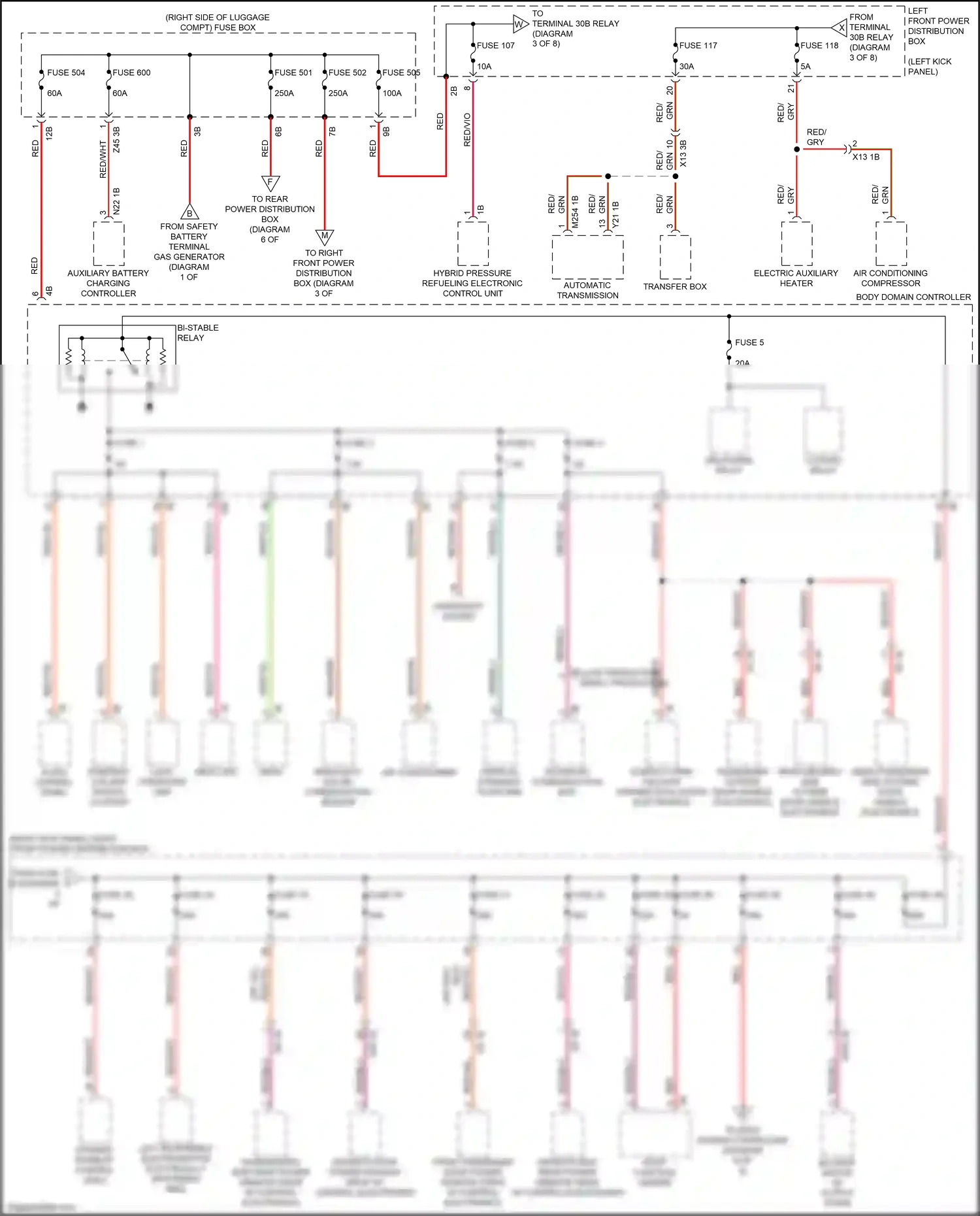 Wiring diagram auxiliary battery charging controller for BMW M3 G80 (2020-2024) (1 of 2)