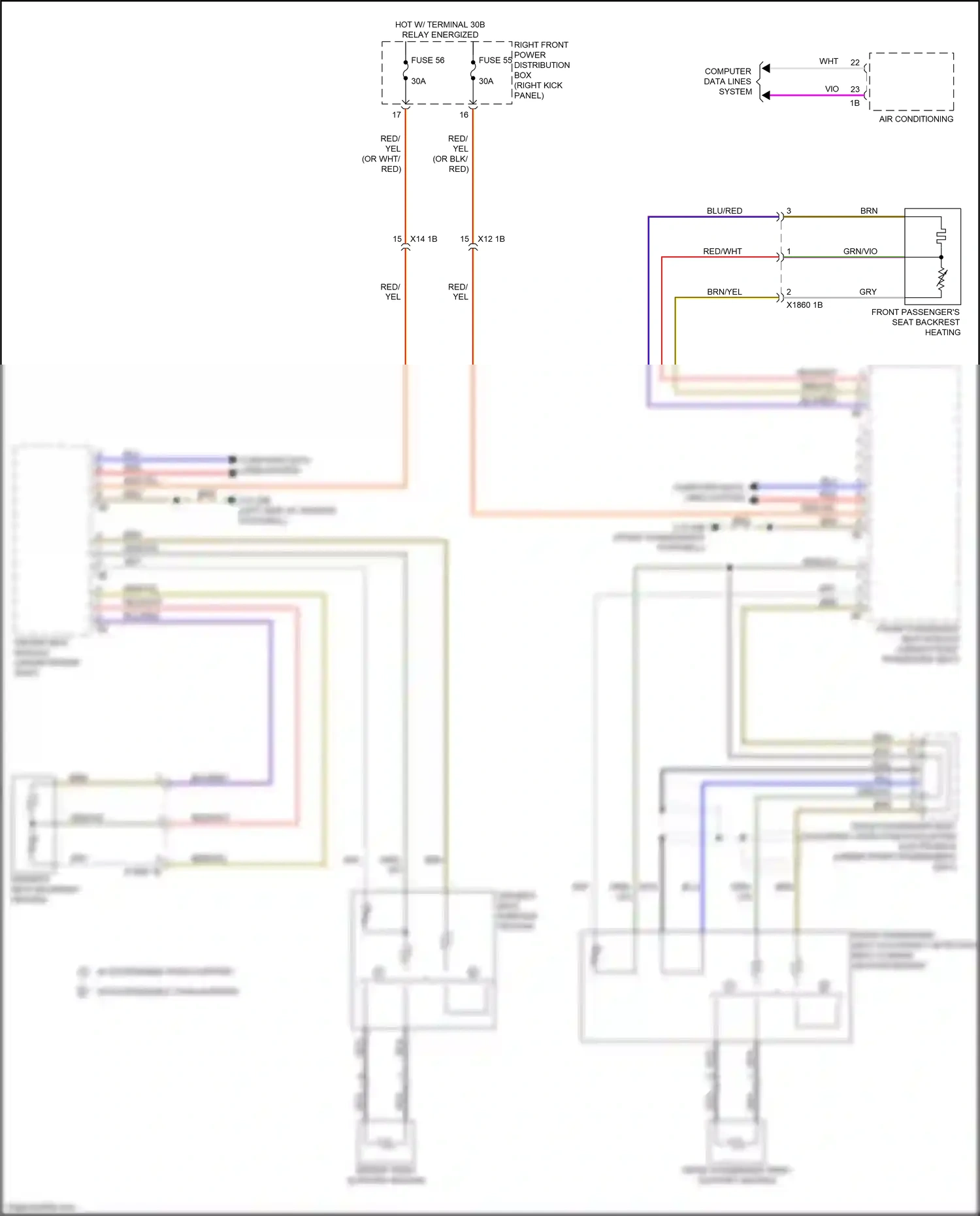 Wiring diagram front passenger thigh support heating for BMW M3 G80 (2020-2024) (1 of 3)