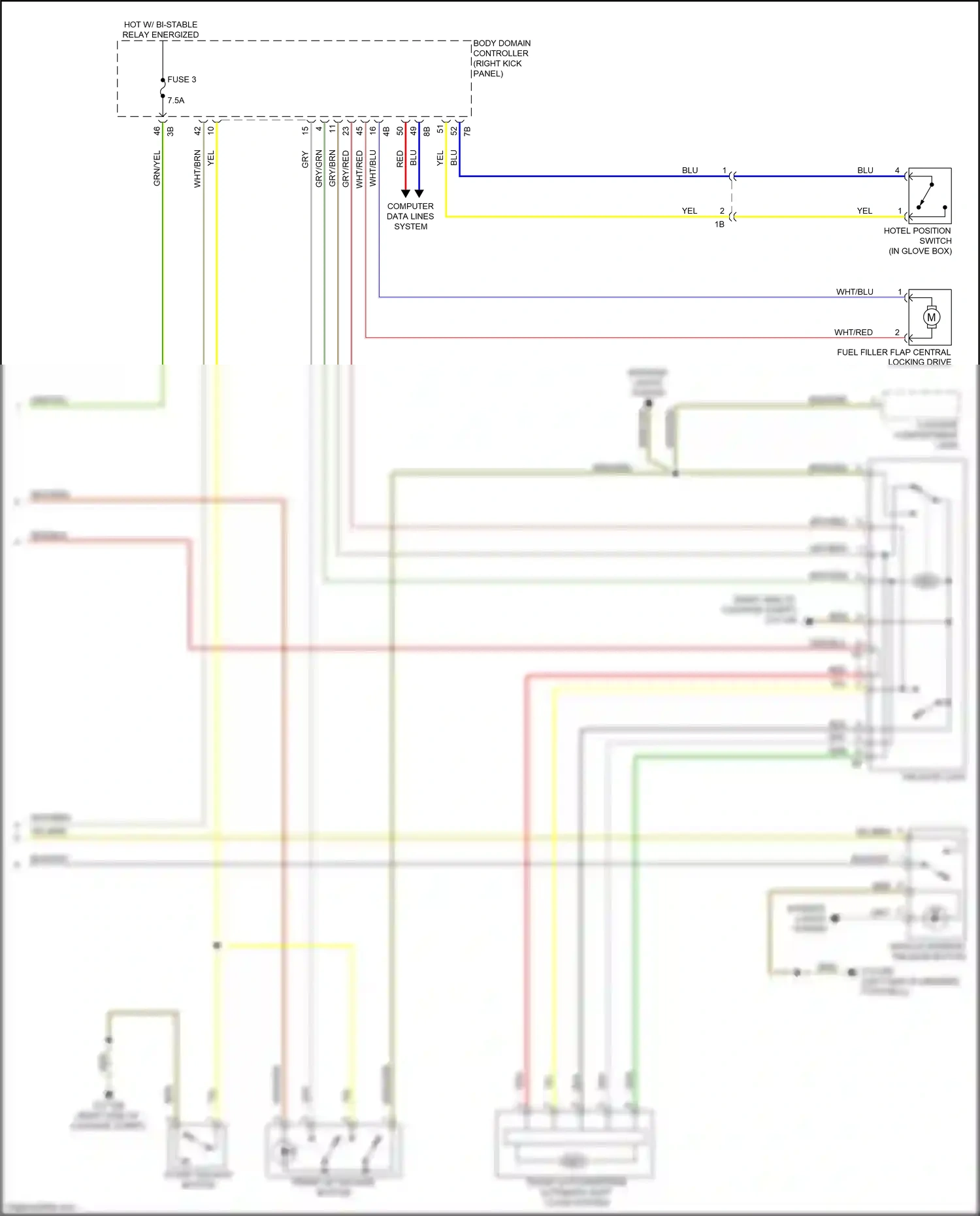 Wiring diagram hotel position switch for BMW M3 G80 (2020-2024) (3 of 3)