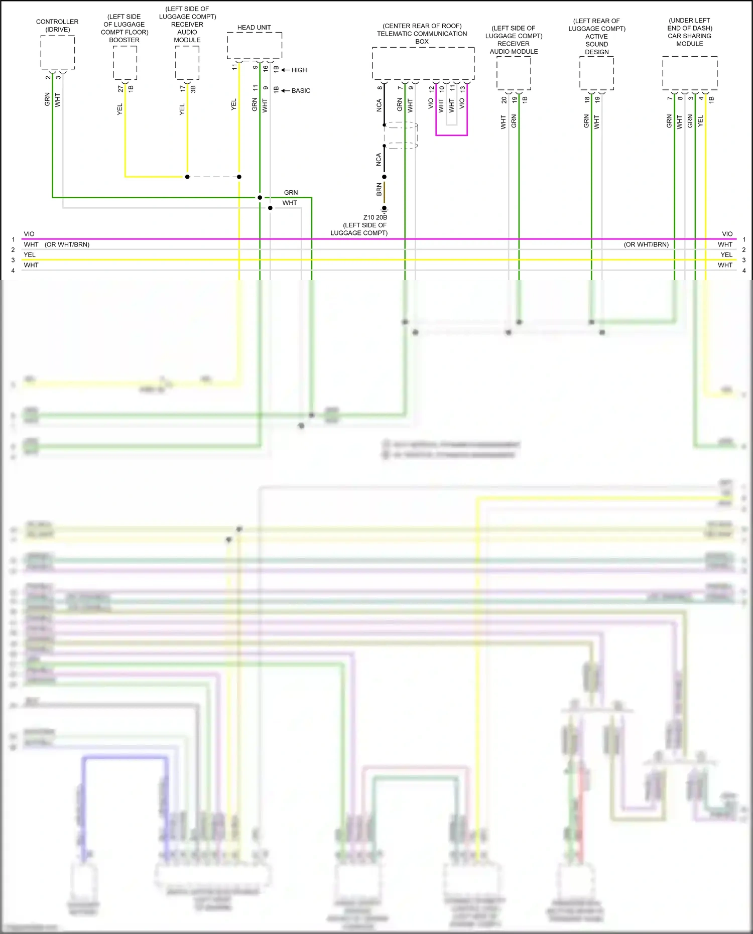 Wiring diagram w/ vertical dynamics management for BMW M3 G80 (2020-2024) (1 of 2)