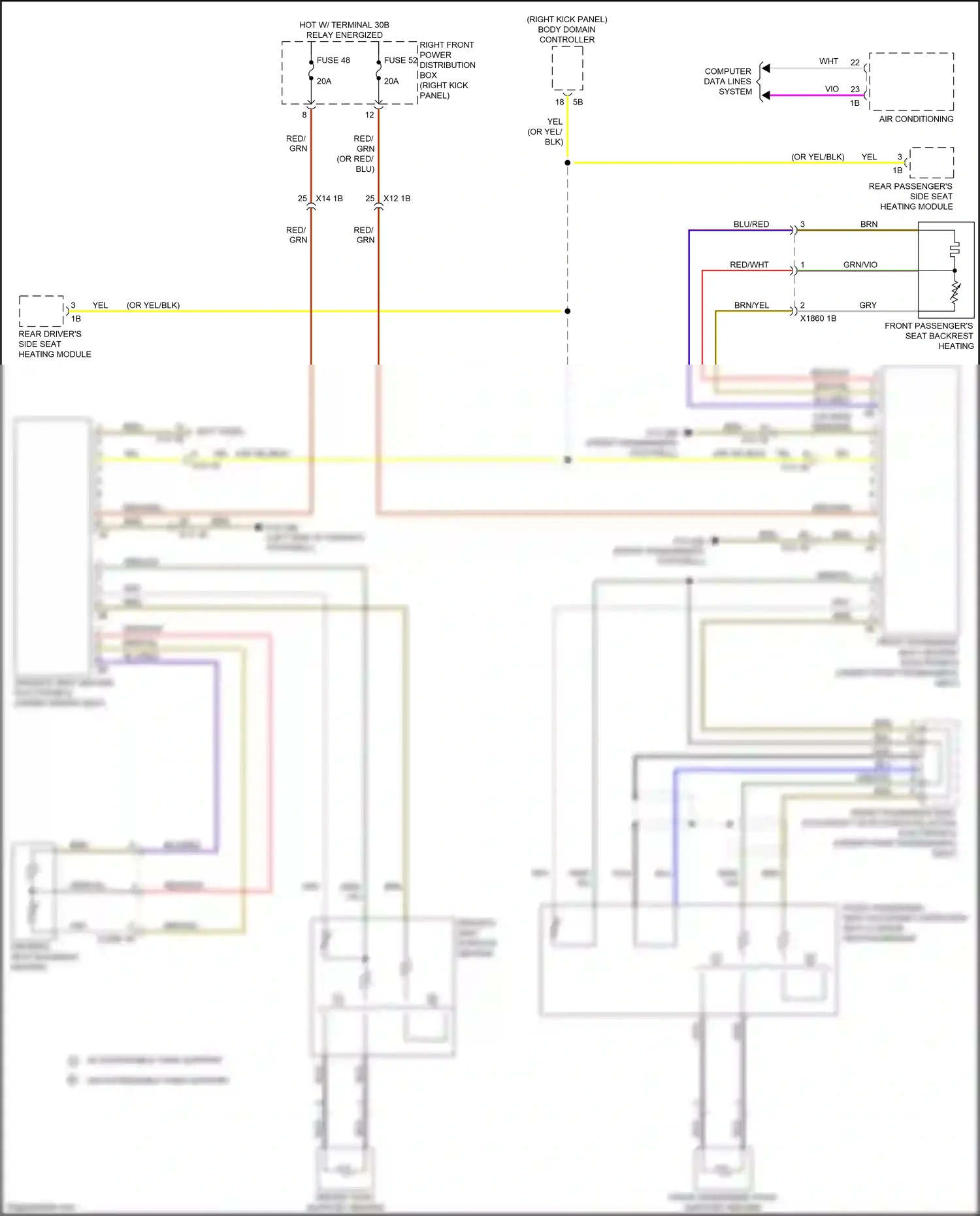 Wiring diagram w/o extendable thigh support for BMW M3 G80 (2020-2024) (2 of 3)