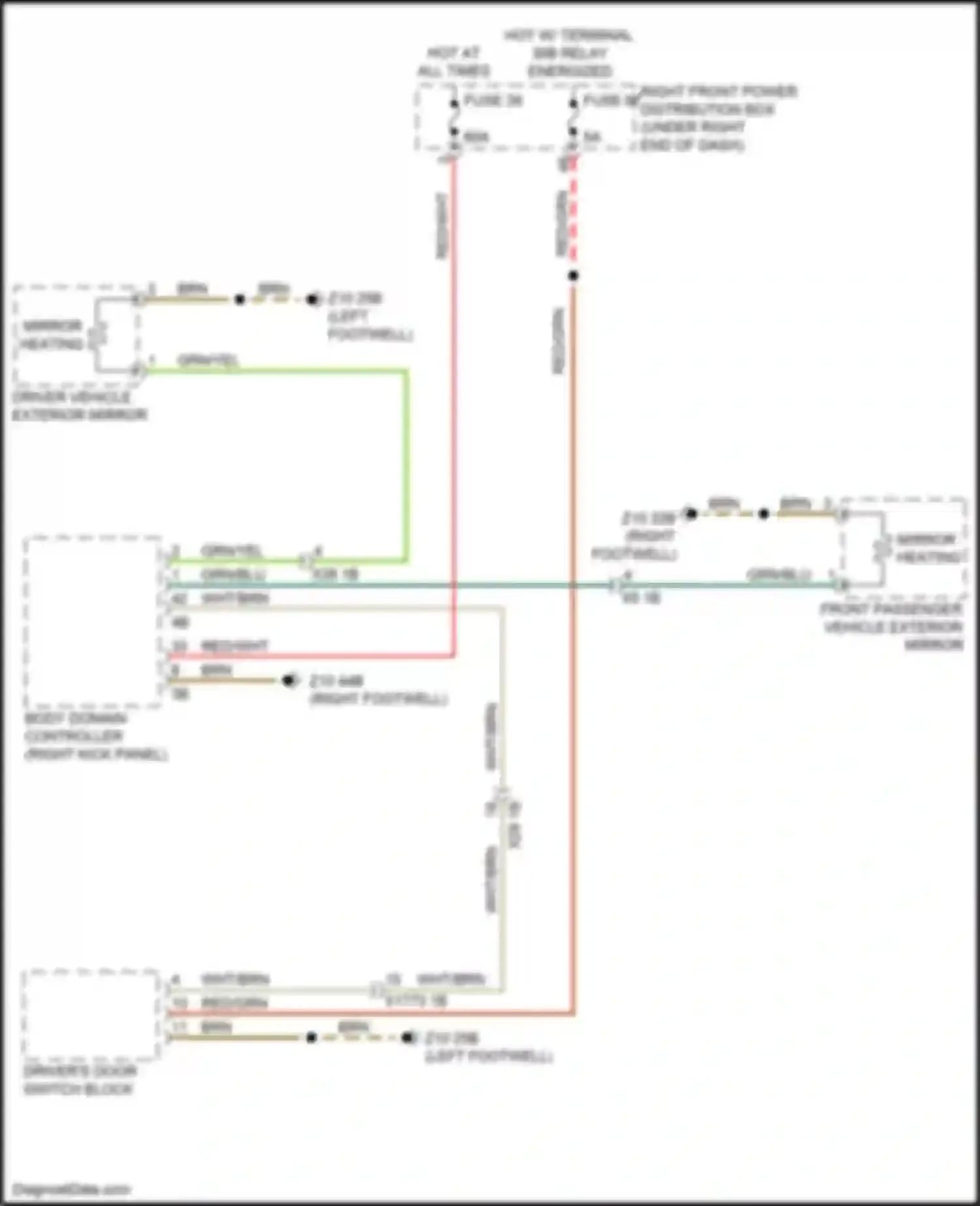 M4 BMW G82 (2020-2024): Heated mirrors circuit, w/o lin bus function