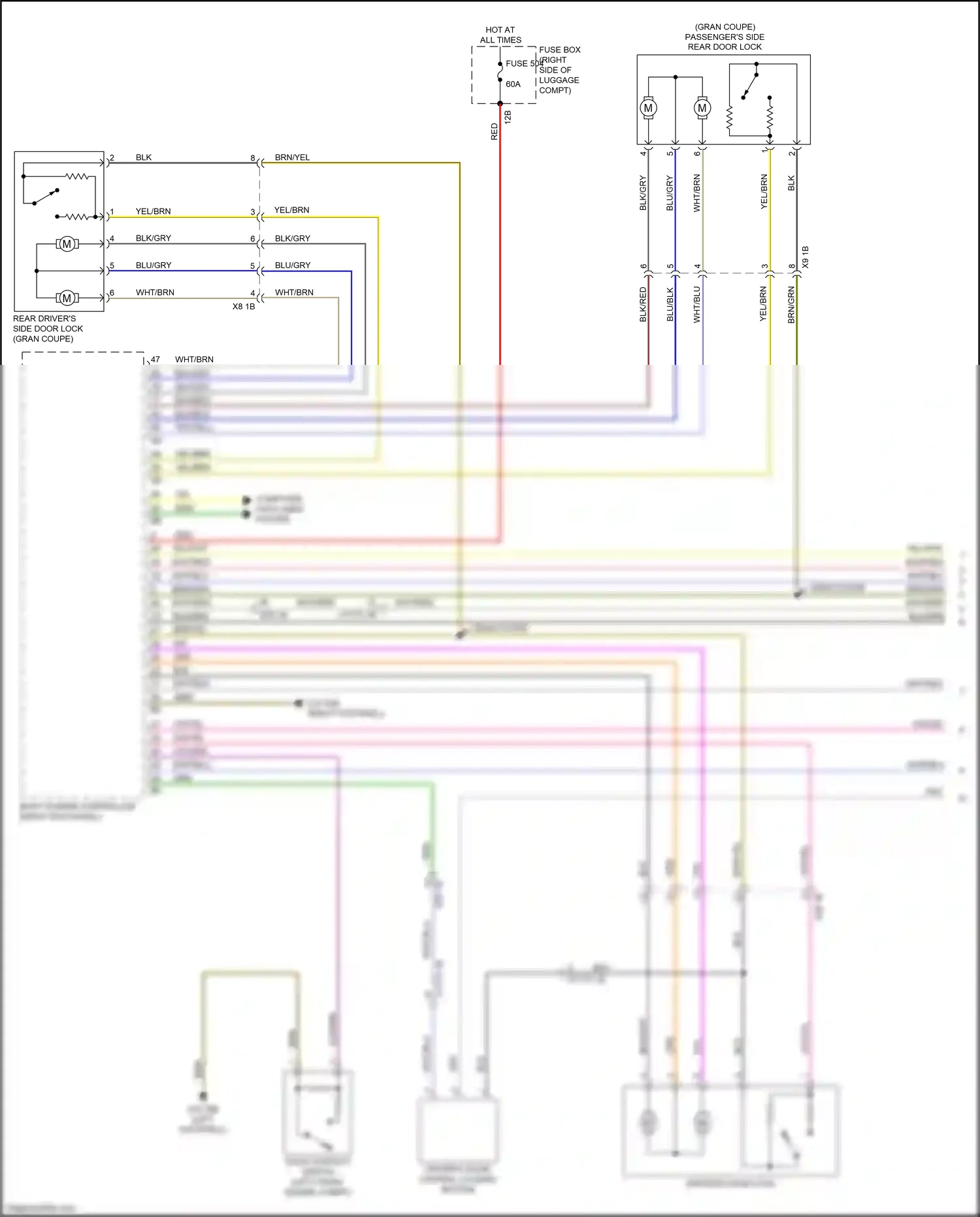Wiring diagram driver's door central locking button for BMW M4 G82 (2020-2024) (1 of 4)