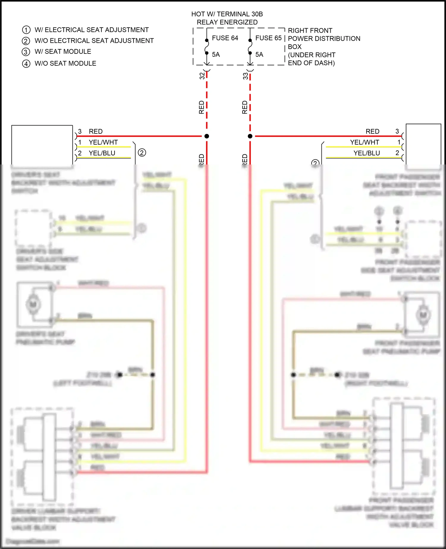 Wiring diagram driver's seat backrest width adjustment switch for BMW M4 G82 (2020-2024) (2 of 3)