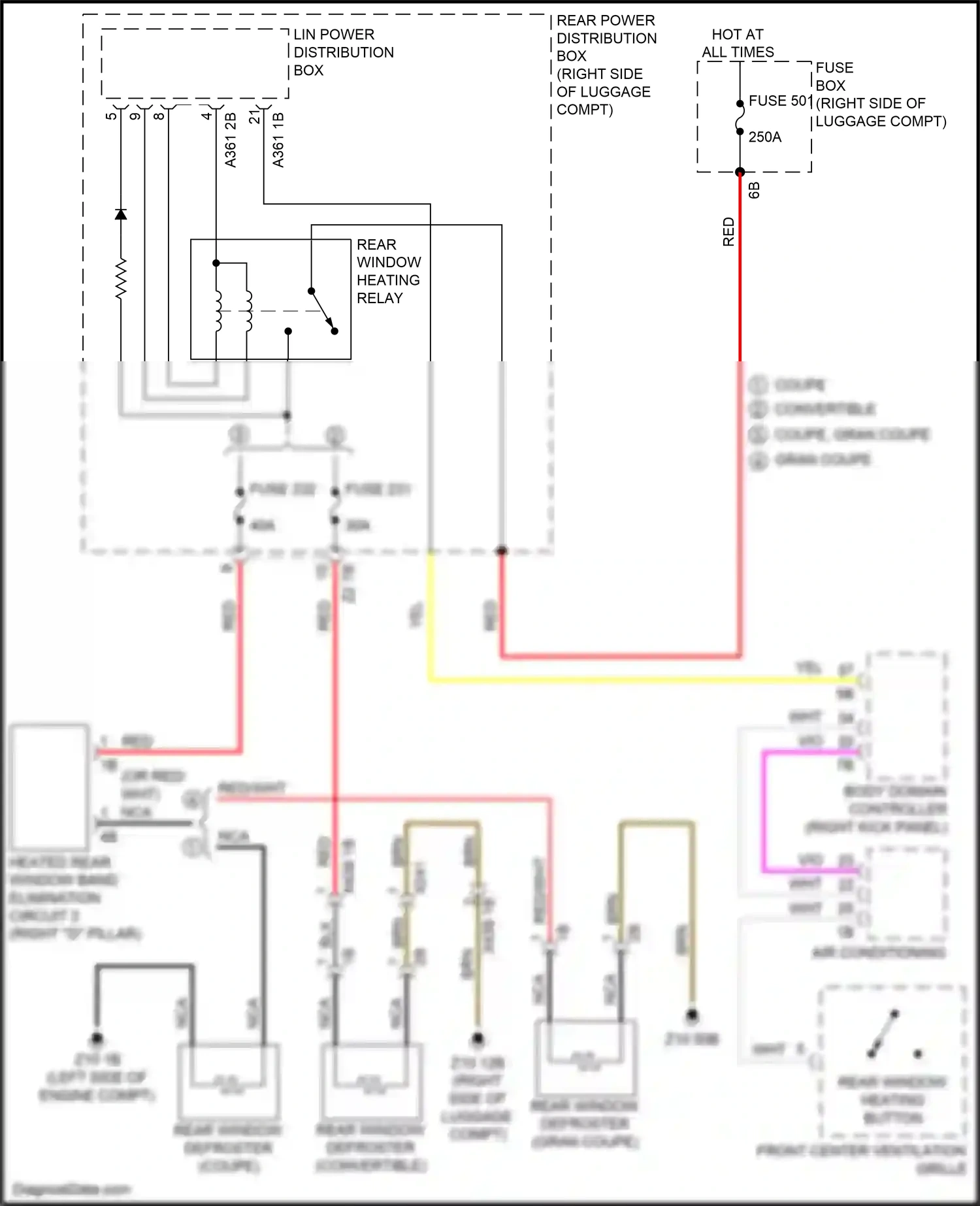 Wiring diagram rear window heating button for BMW M4 G82 (2020-2024) (1 of 1)