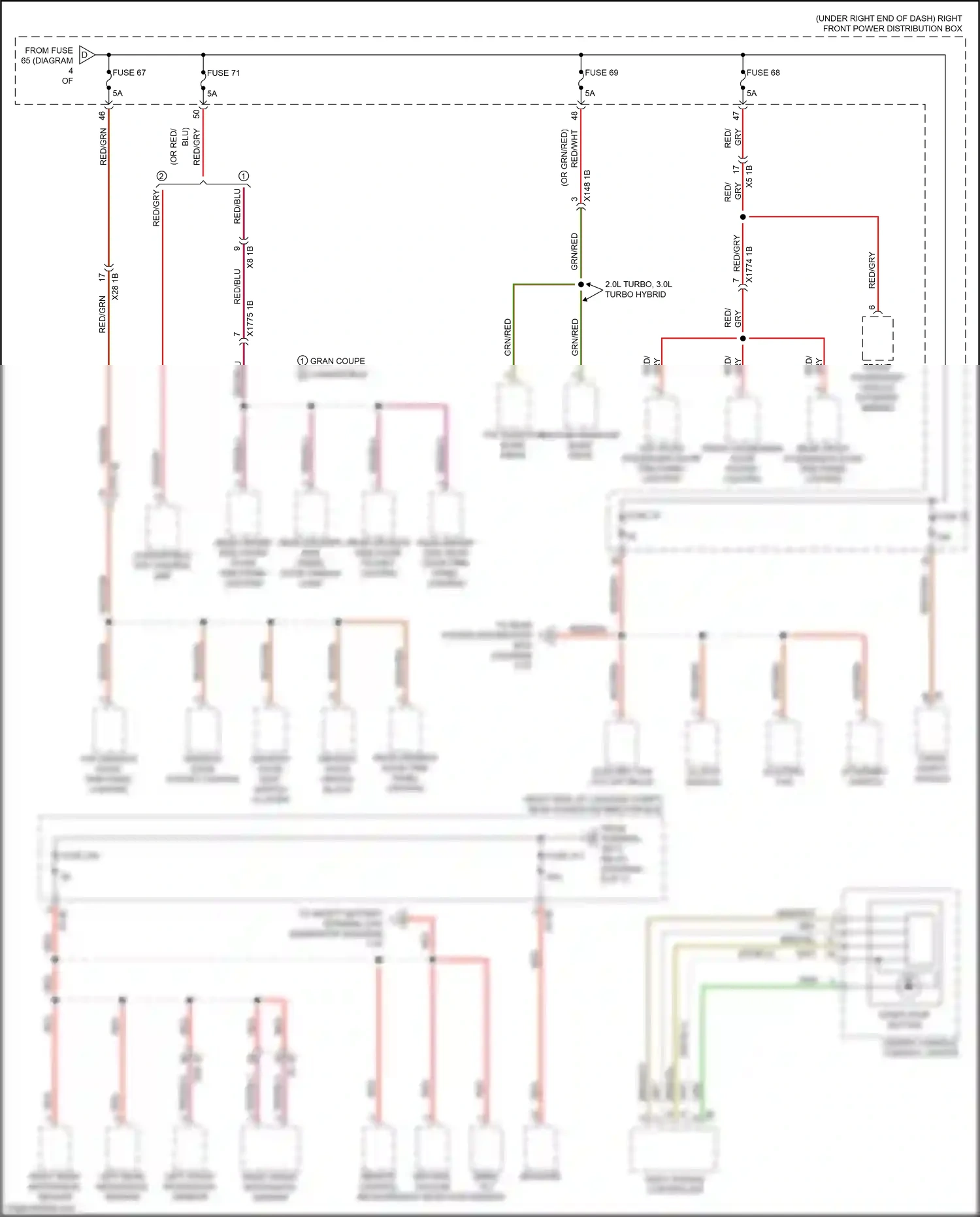 Wiring diagram right front microwave sensor for BMW M4 G82 (2020-2024) (2 of 3)