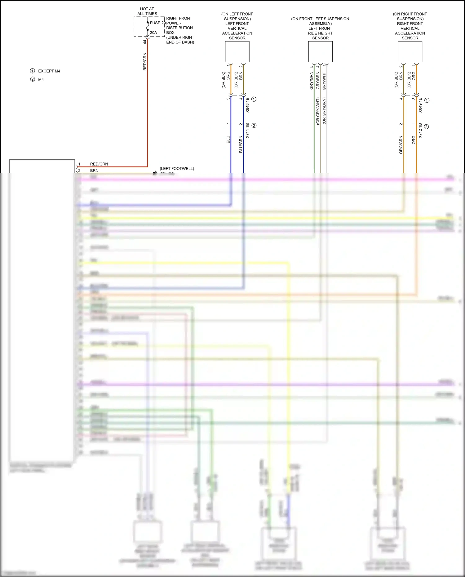 BMW M4 G82 (2020-2024) vertical dynamics platform (left kick panel) wiring diagram  (1 of 1)