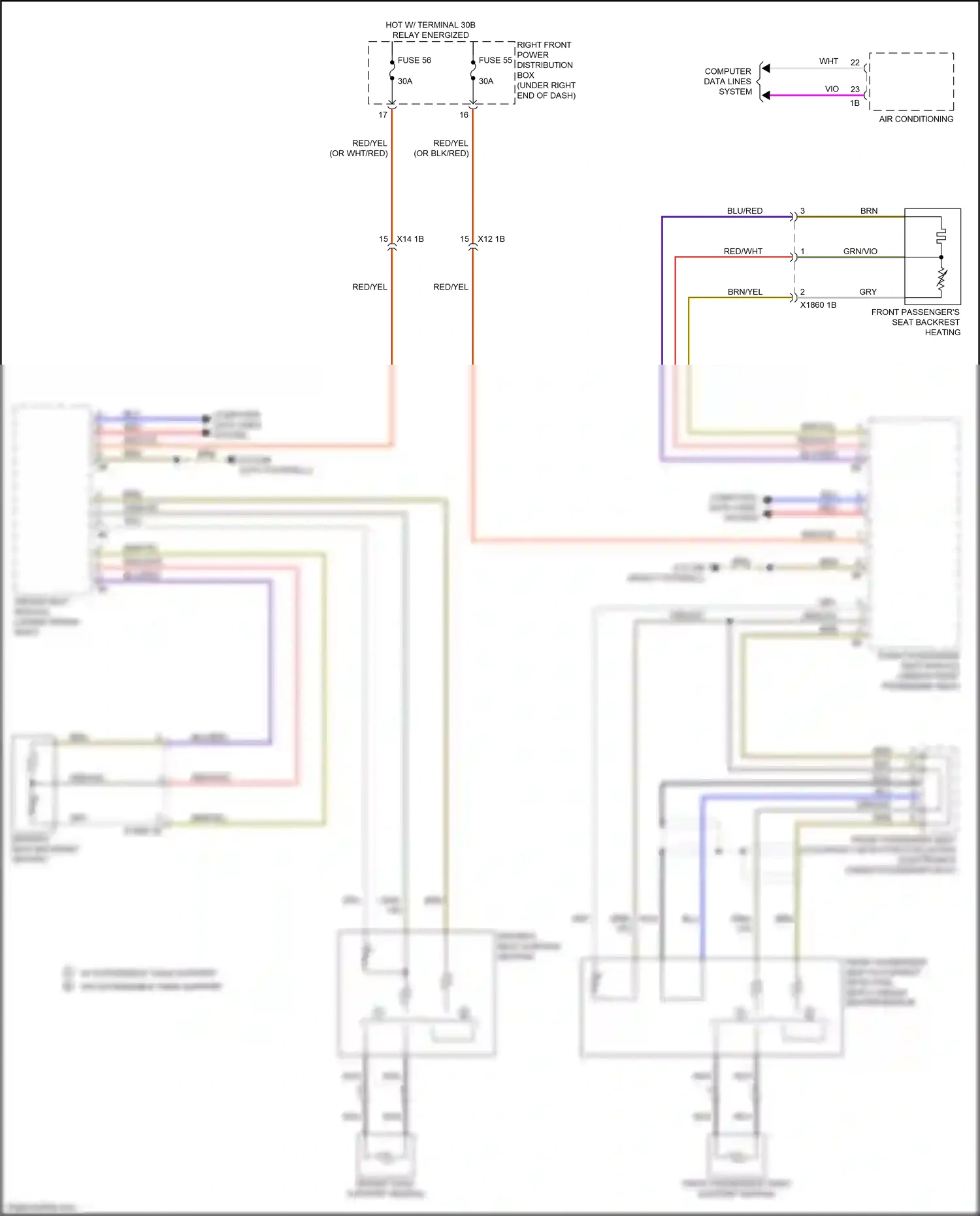 Wiring diagram w/o extendable thigh support for BMW M4 G82 (2020-2024) (1 of 3)