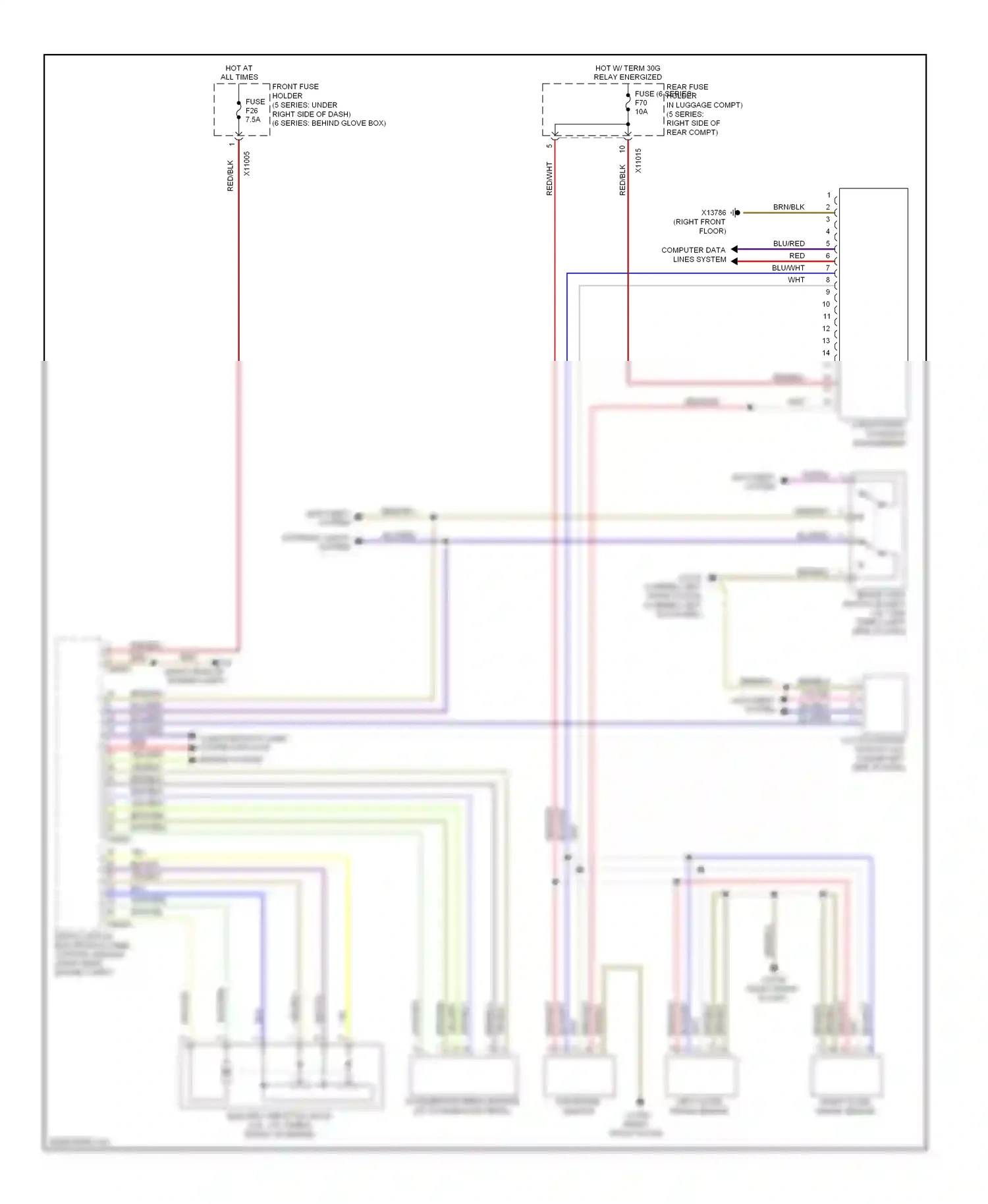 Wiring diagram computer data lines system anti-lock brakes system for BMW M5 E60/E61 (2004-2010) (1 of 1)