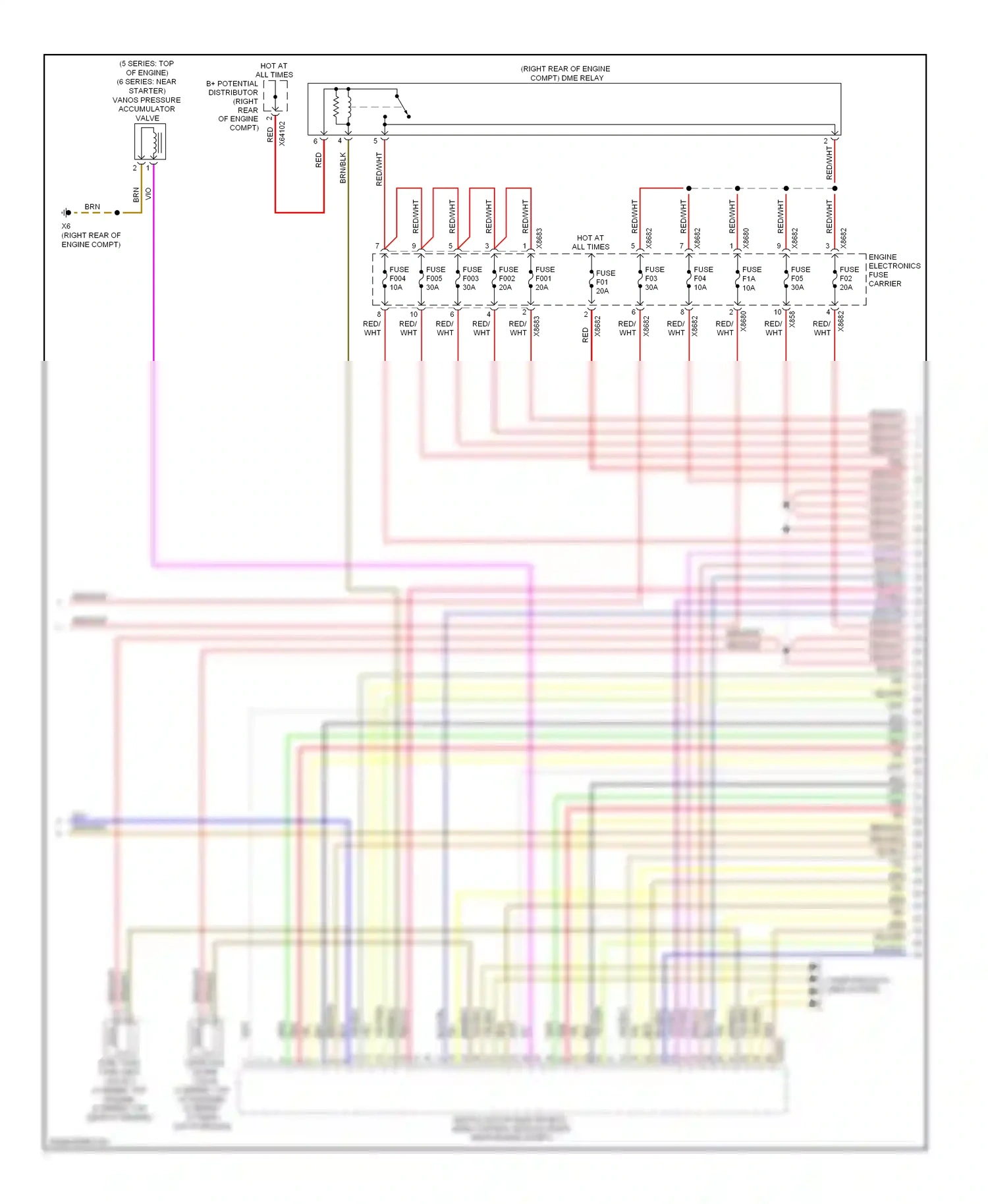 BMW M5 E60/E61 (2004-2010) digital motor electronics (dme) control module (right rear engine compt) wiring diagram  (6 of 6)