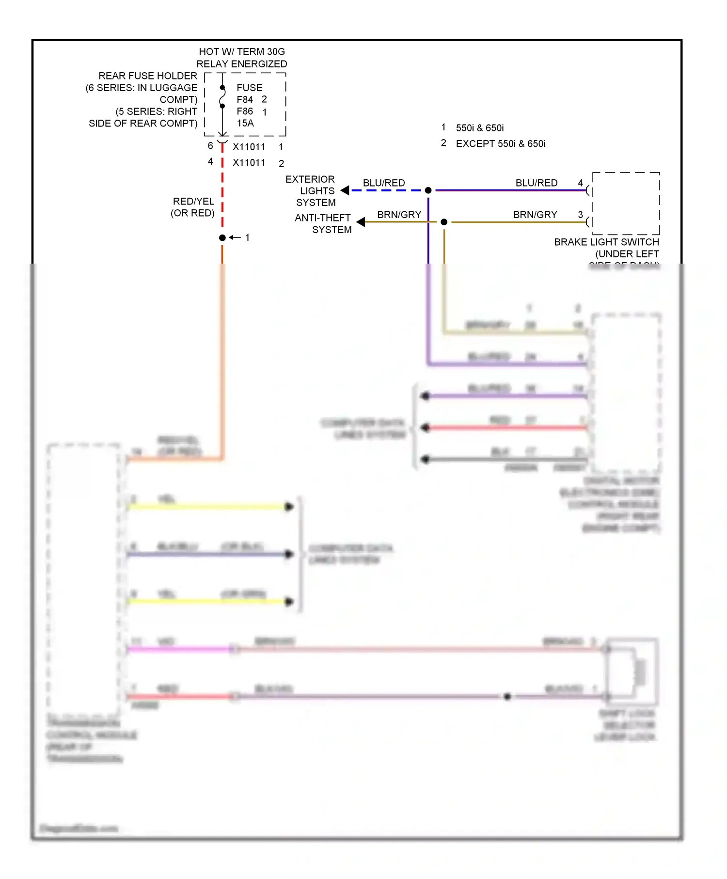 BMW M5 E60/E61 (2004-2010) digital motor electronics (dme) control module (right rear engine compt) wiring diagram  (2 of 6)