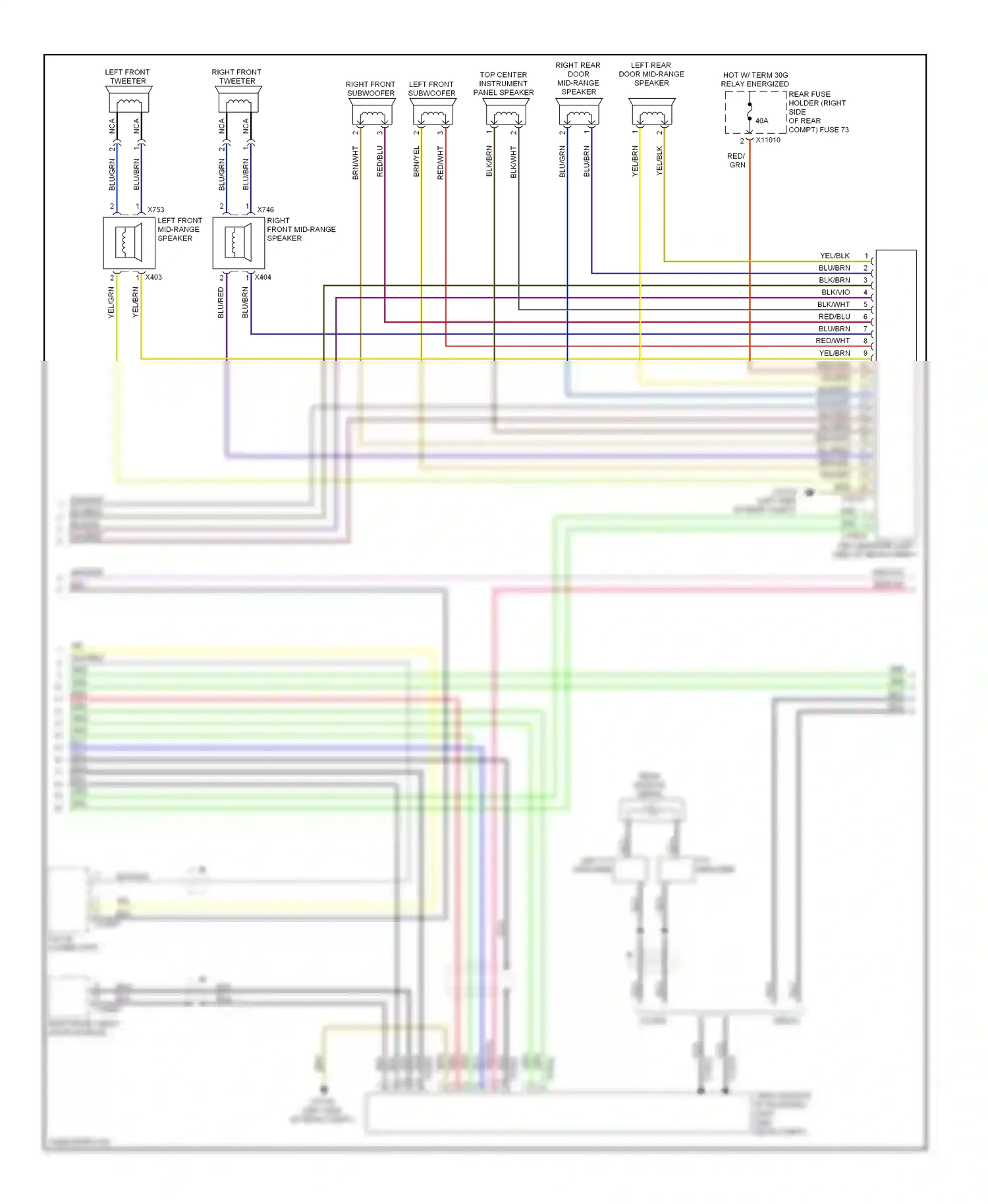 Wiring diagram left front mid-range speaker for BMW M5 E60/E61 (2004-2010) (3 of 12)