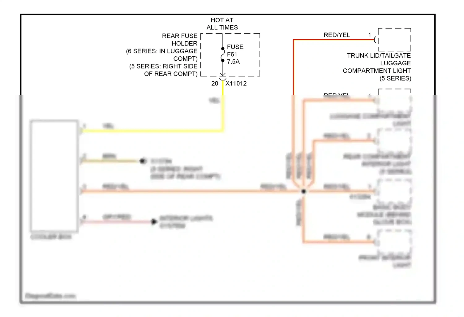 Wiring diagram luggage compartment light for BMW M5 E60/E61 (2004-2010) (1 of 2)