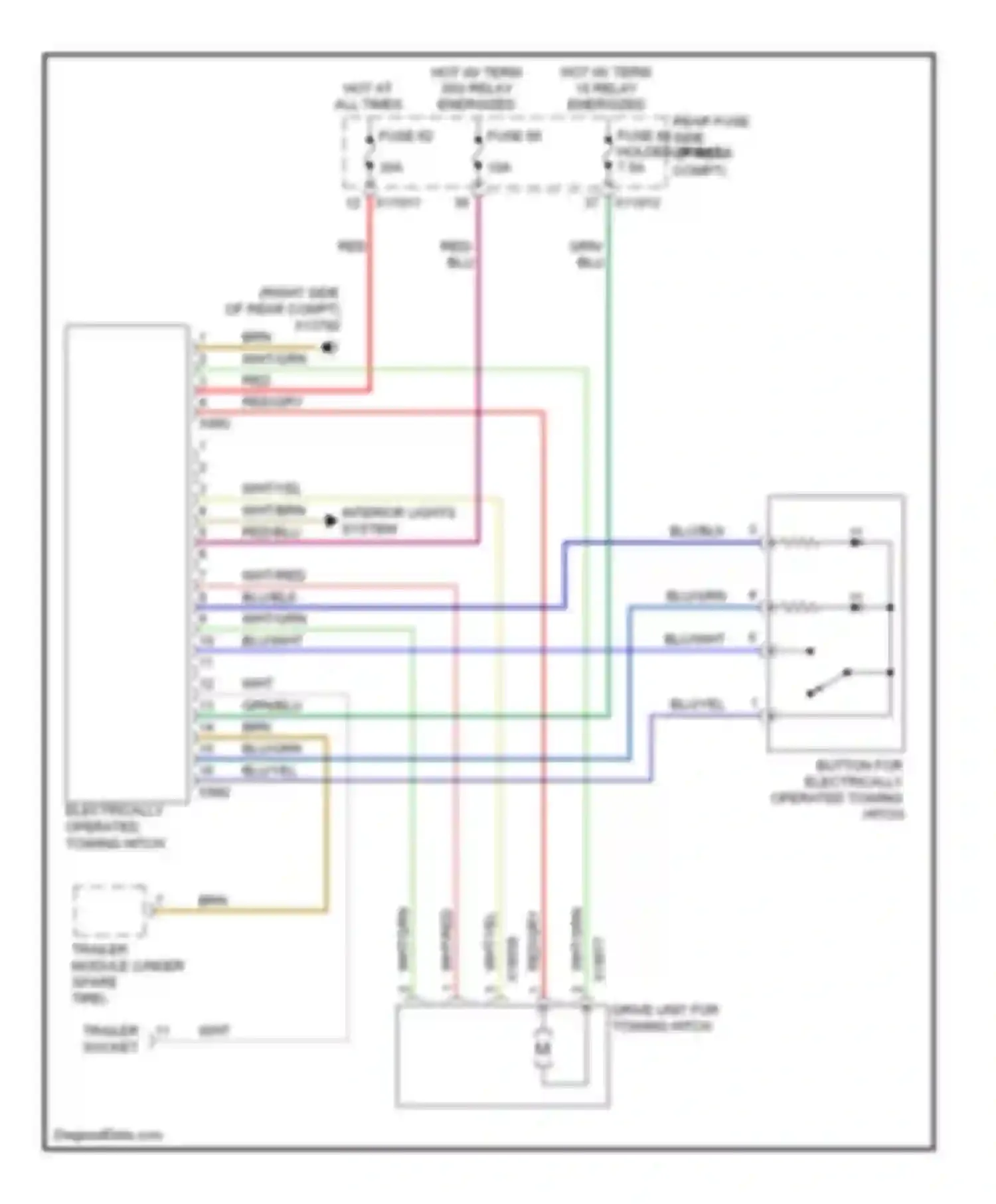Wiring diagram button for electrically operated towing hitch for BMW M5 E60/E61 (2004-2010)