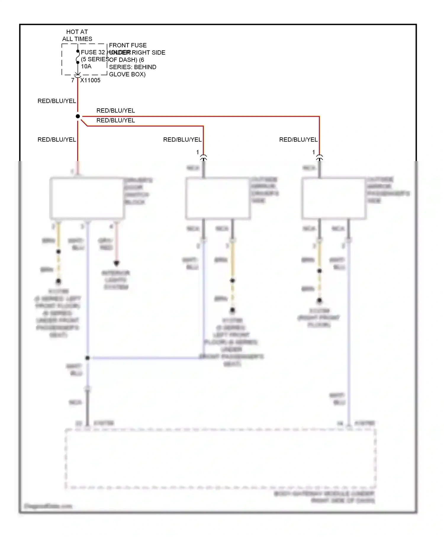 Wiring diagram red/blu/yel for BMW M5 E60/E61 (2004-2010) (1 of 4)