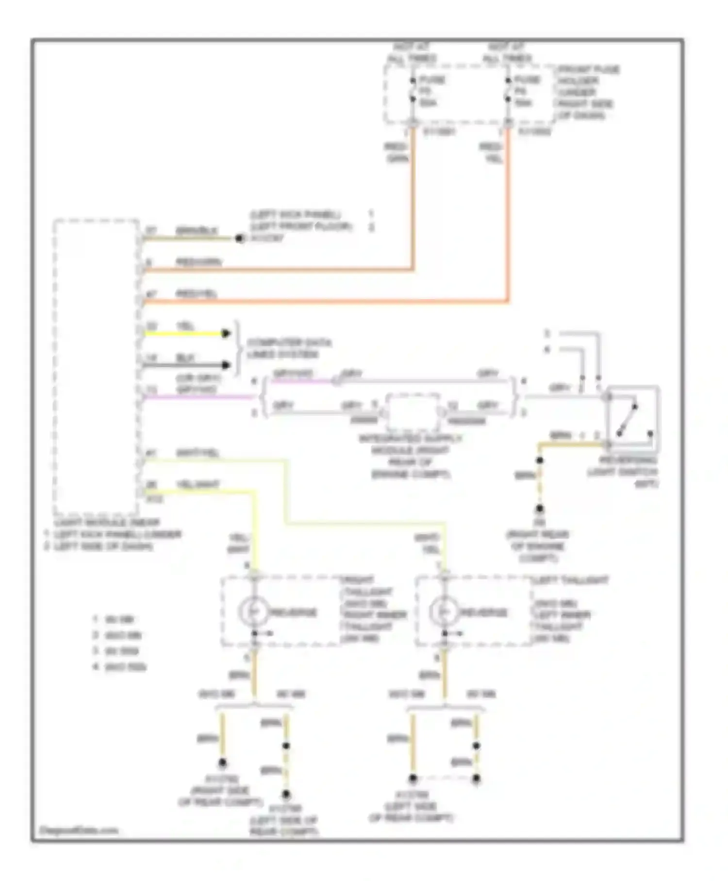 Wiring diagram left inner taillight for BMW M5 E60/E61 (2004-2010)