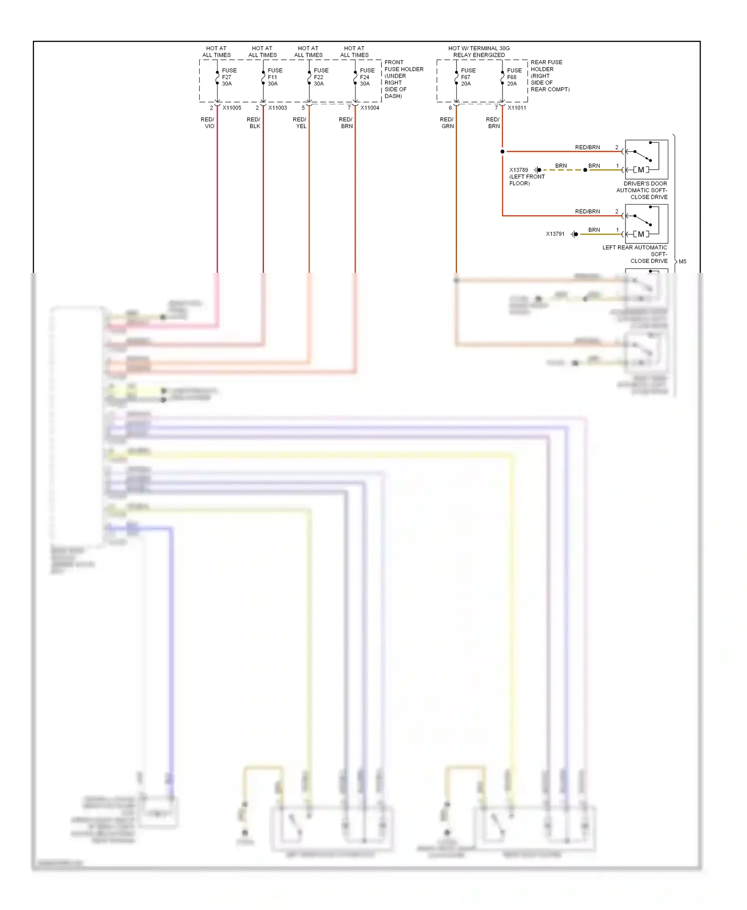 BMW M5 E60/E61 (2004-2010) (right kick panel) wiring diagram  (3 of 21)