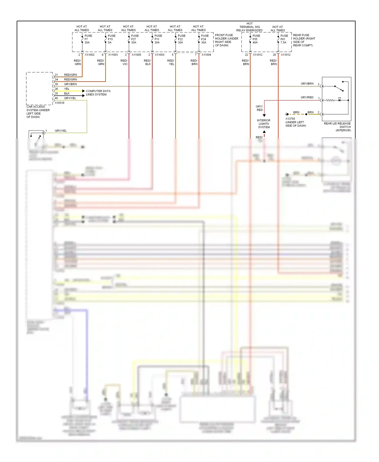 BMW M5 E60/E61 (2004-2010) (right kick panel) wiring diagram  (20 of 21)