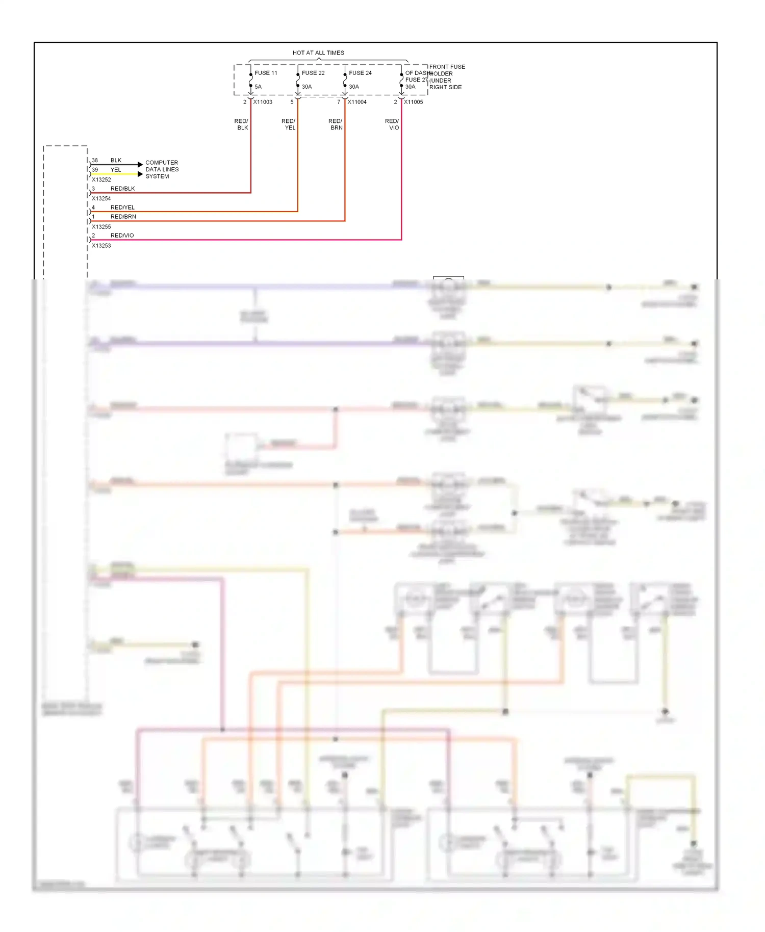 BMW M5 E60/E61 (2004-2010) (right kick panel) wiring diagram  (11 of 21)