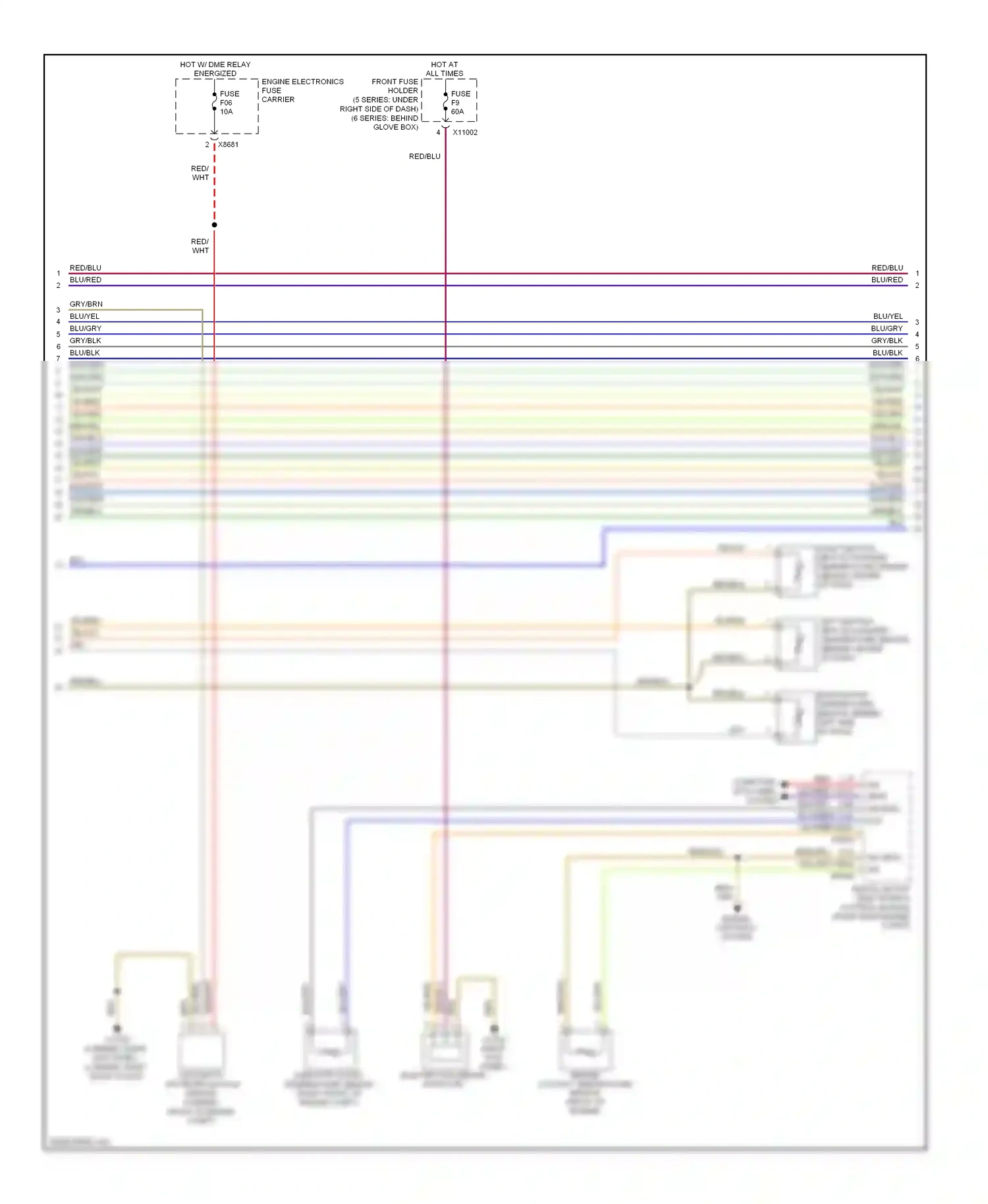 BMW M5 E60/E61 (2004-2010) (right kick panel) wiring diagram  (4 of 21)