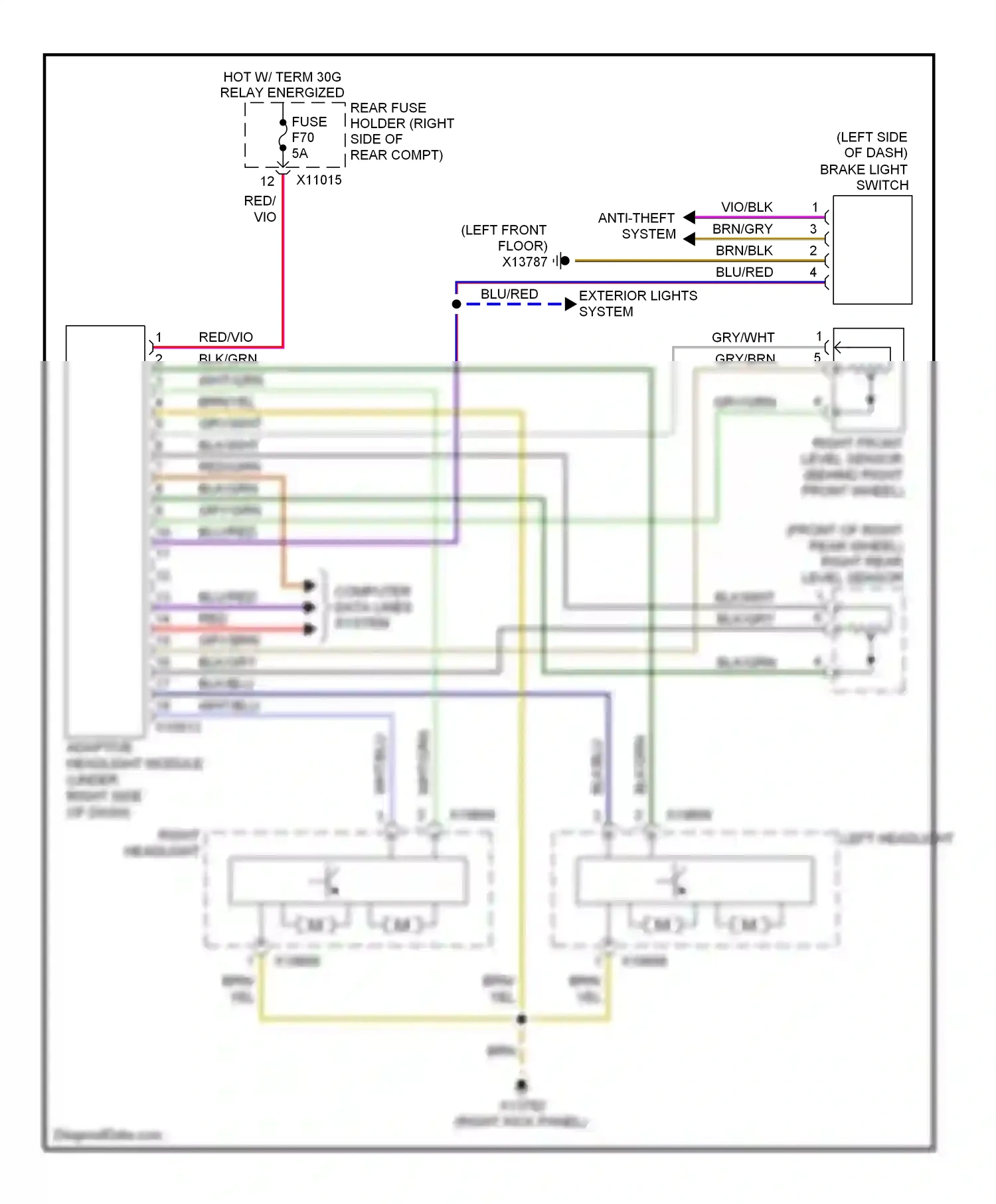 BMW M5 E60/E61 (2004-2010) (right kick panel) wiring diagram  (1 of 21)