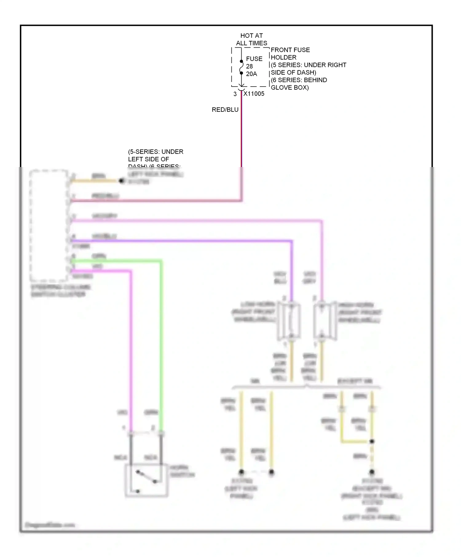 BMW M5 E60/E61 (2004-2010) (right kick panel) wiring diagram  (14 of 21)