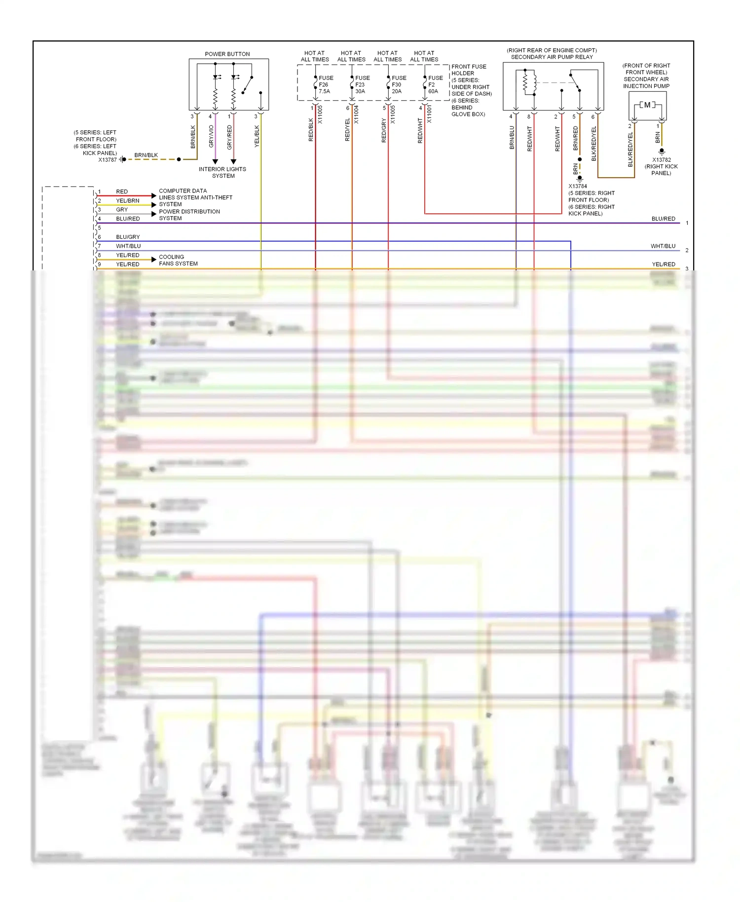 BMW M5 E60/E61 (2004-2010) (right kick panel) wiring diagram  (10 of 21)