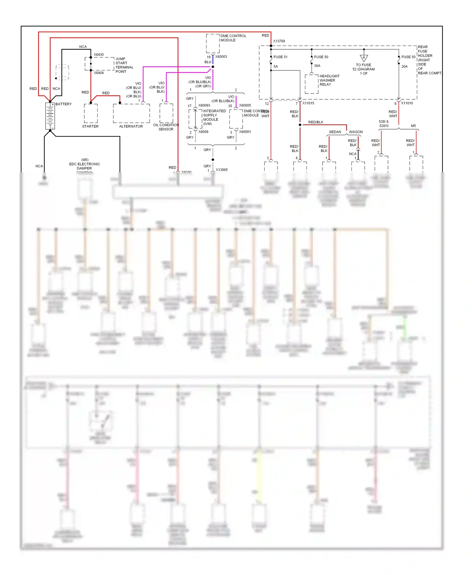 BMW M5 E60/E61 (2004-2010) starter wiring diagram  (2 of 3)