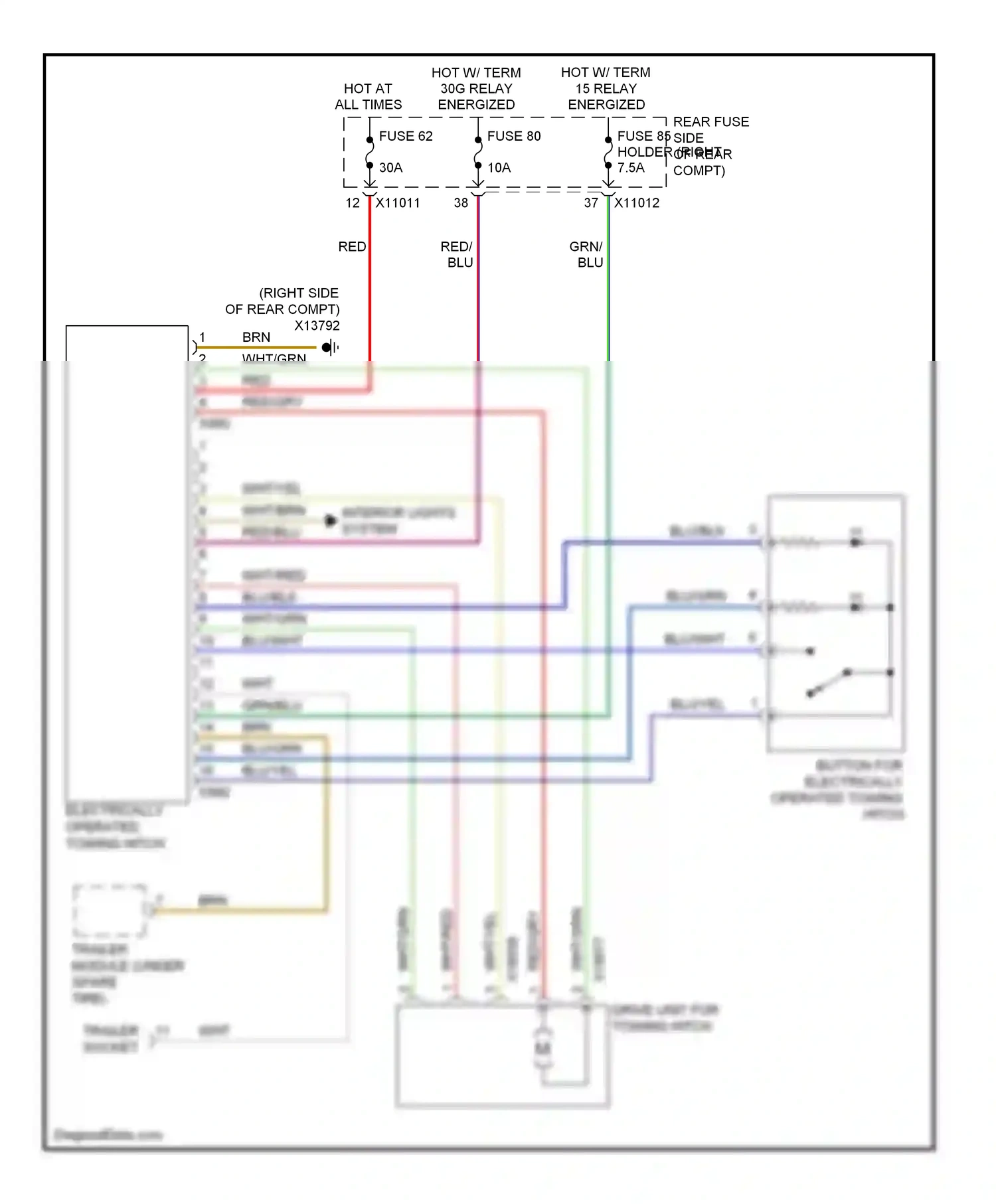 Wiring diagram trailer socket for BMW M5 E60/E61 (2004-2010) (1 of 3)