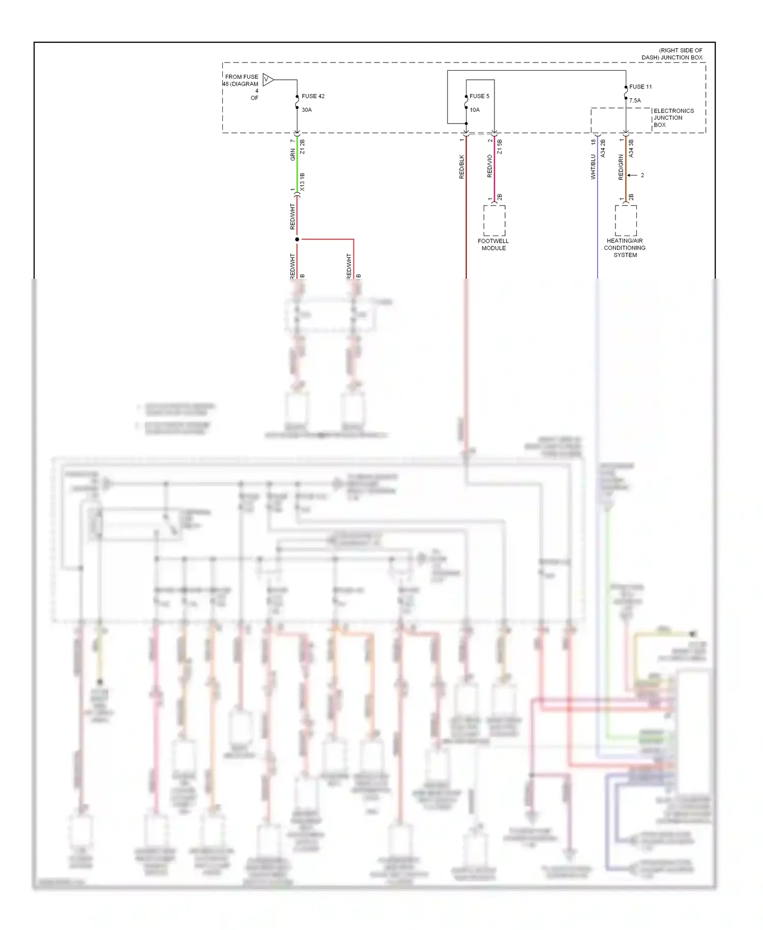 Wiring diagram footwell module for BMW M5 F10 facelift (2013-2016) (4 of 4)